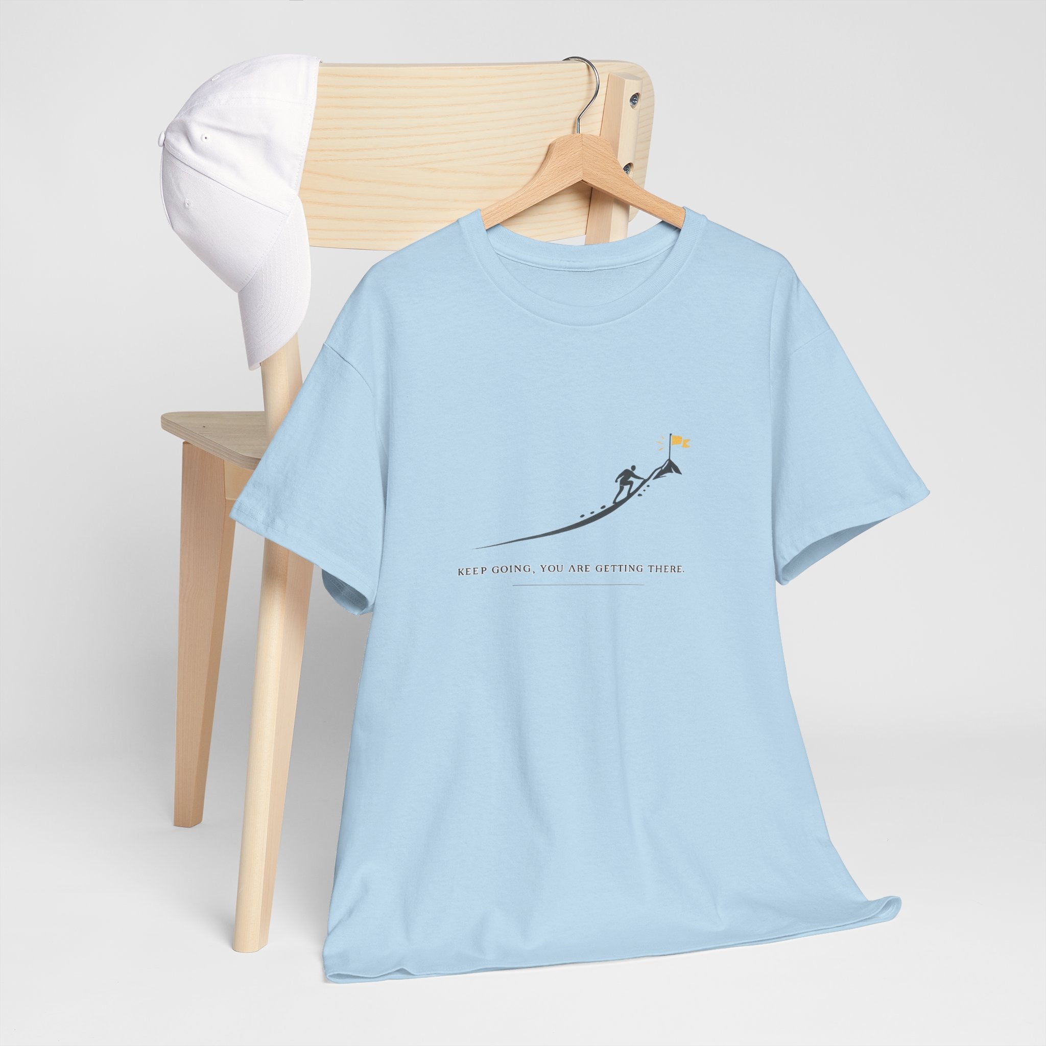 T-Shirt — Tiny Mountain Climber Design "Keep Going, You Are Getting There"
