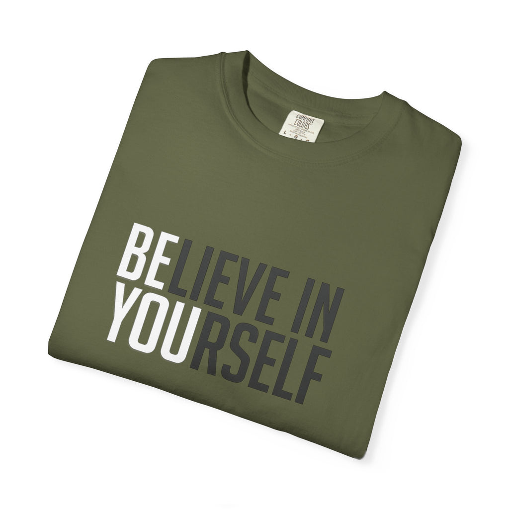 Believe In Yourself motivational text T-shirt | Typography tee, positive affirmation