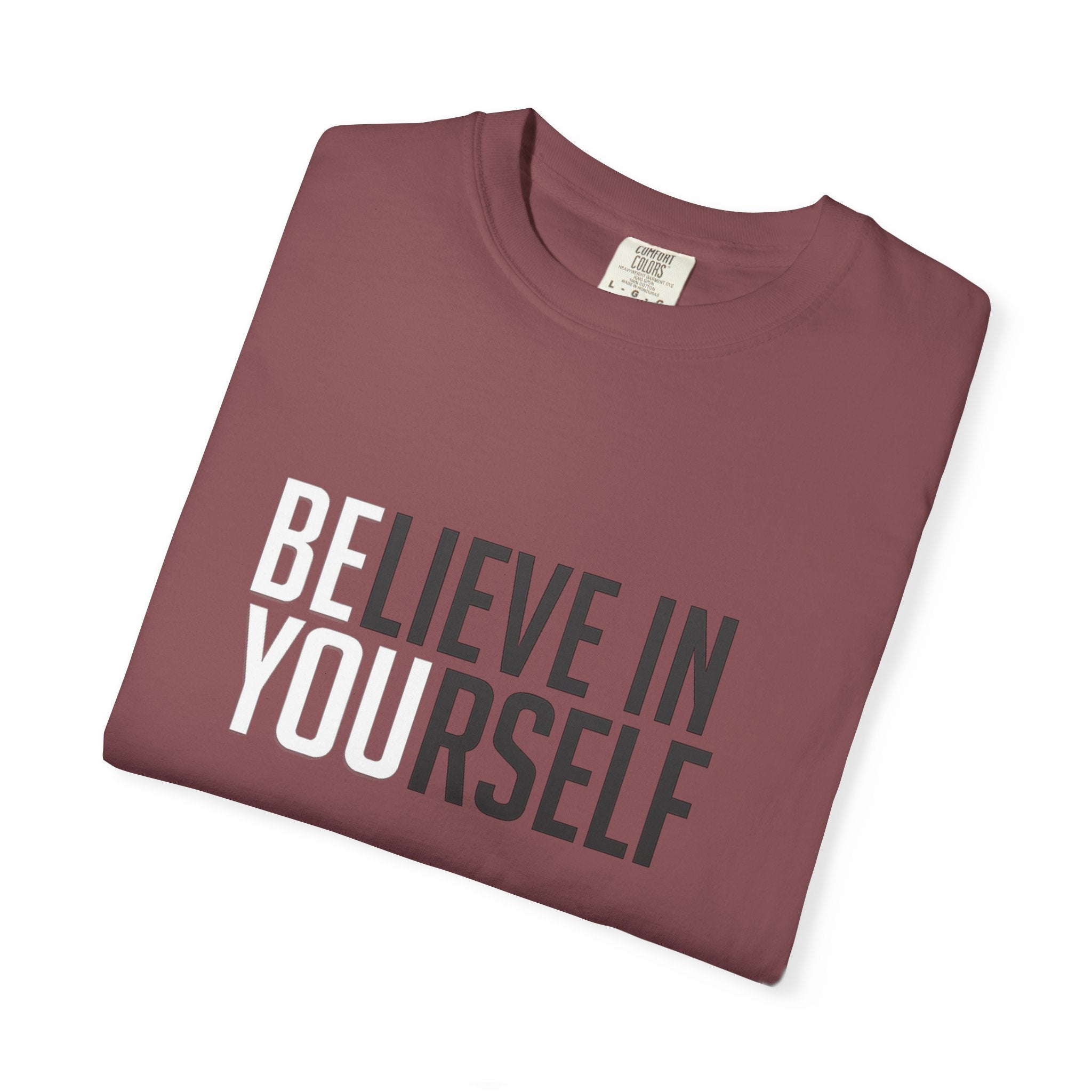 Believe In Yourself motivational text T-shirt | Typography tee, positive affirmation