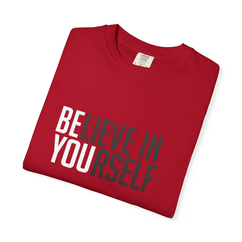 Believe In Yourself motivational text T-shirt | Typography tee, positive affirmation