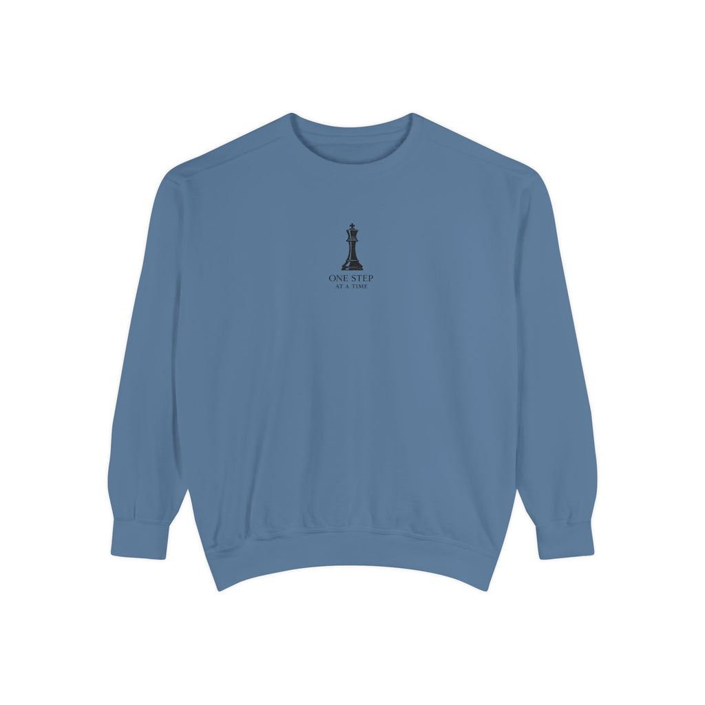 Minimalist Statue Crewneck Sweatshirt — "Love Over Fear" Graphic