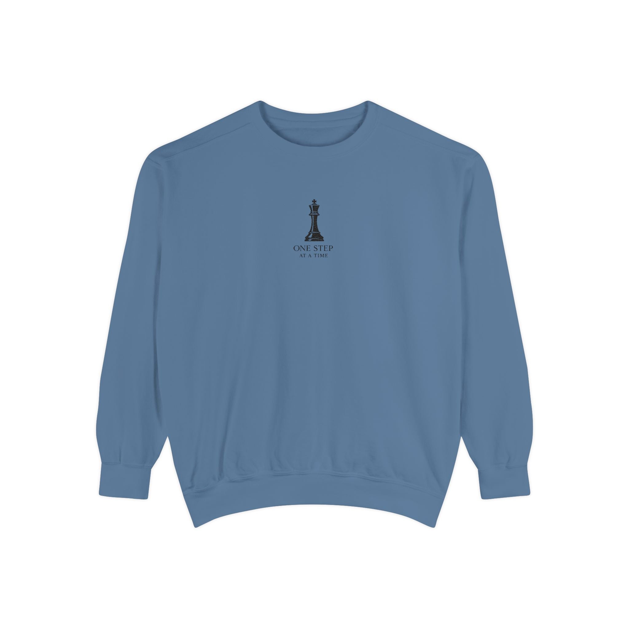 Minimalist Statue Crewneck Sweatshirt — "Love Over Fear" Graphic