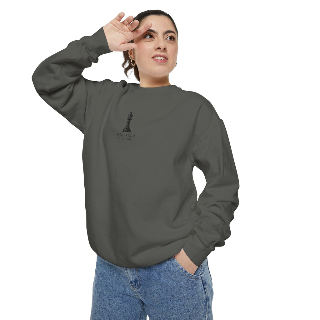 Minimalist Statue Crewneck Sweatshirt — "Love Over Fear" Graphic