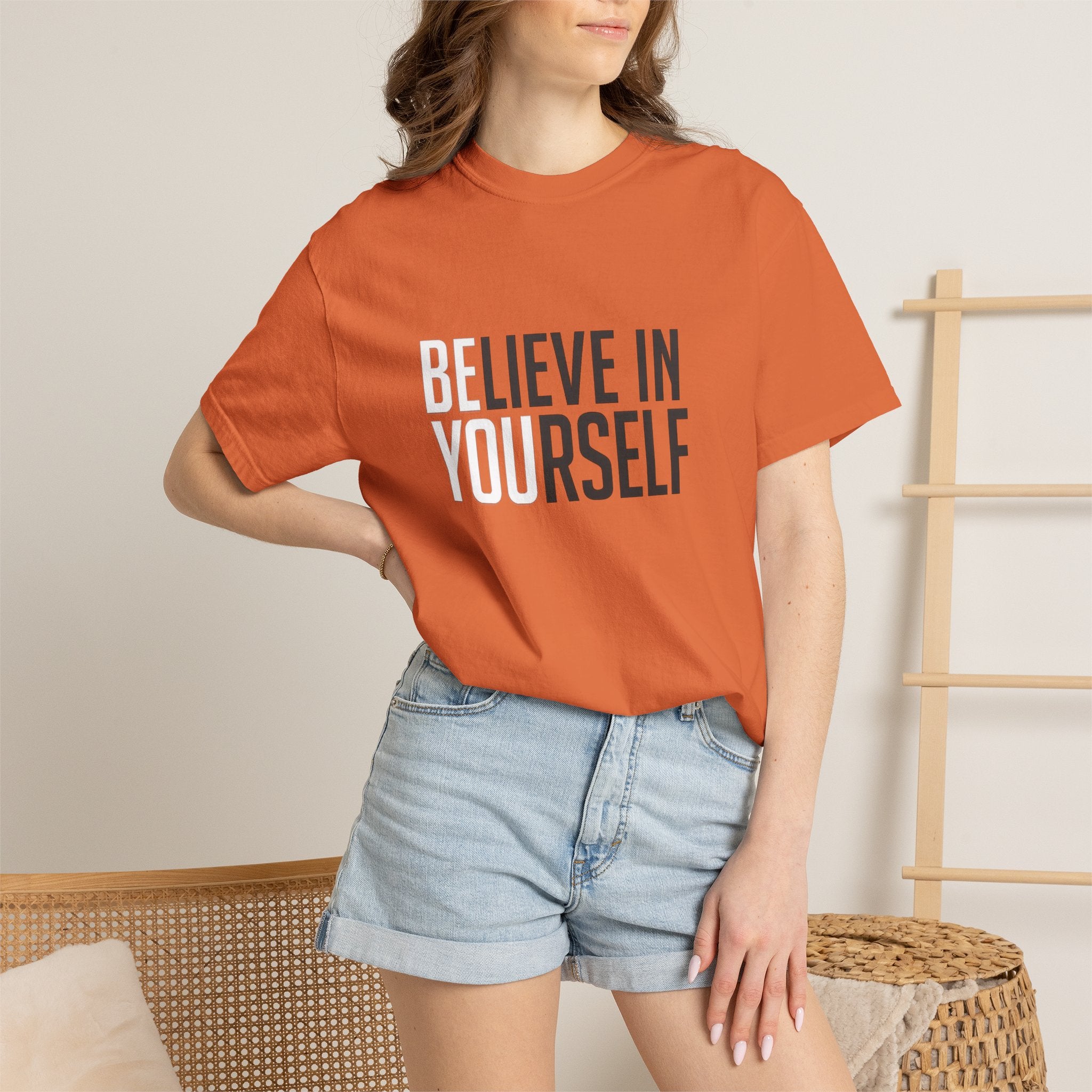 Believe In Yourself motivational text T-shirt | Typography tee, positive affirmation