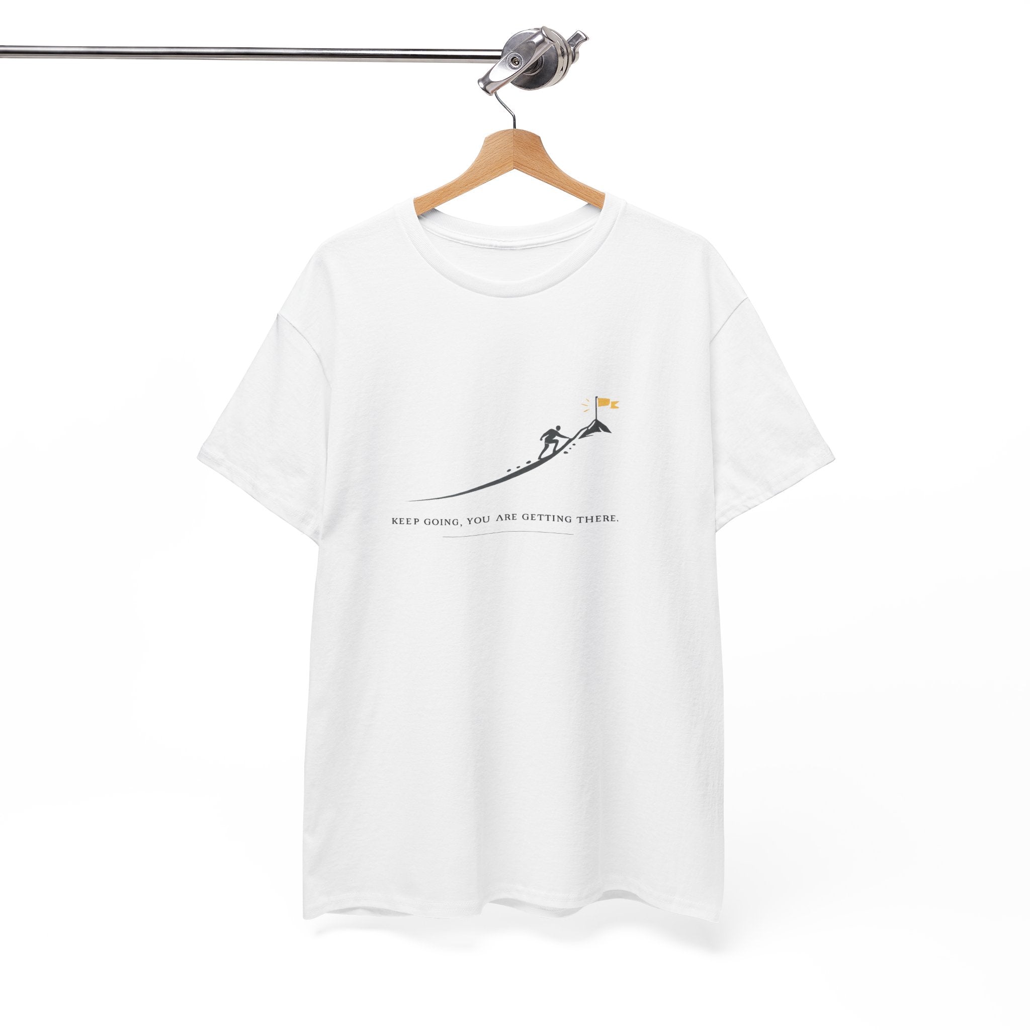 T-Shirt — Tiny Mountain Climber Design "Keep Going, You Are Getting There"