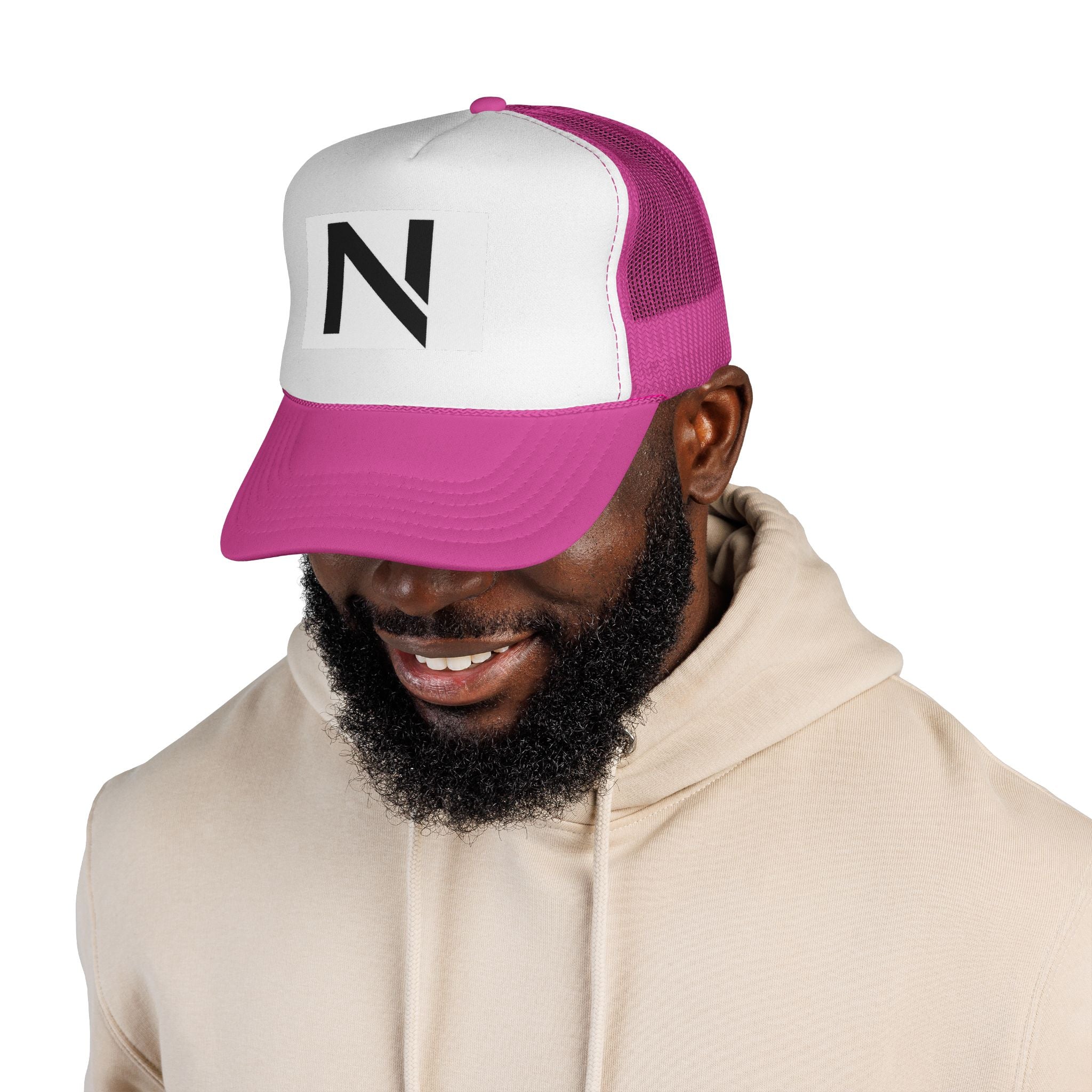 N Logo Trucker Cap — Minimal Monogram Mesh Hat