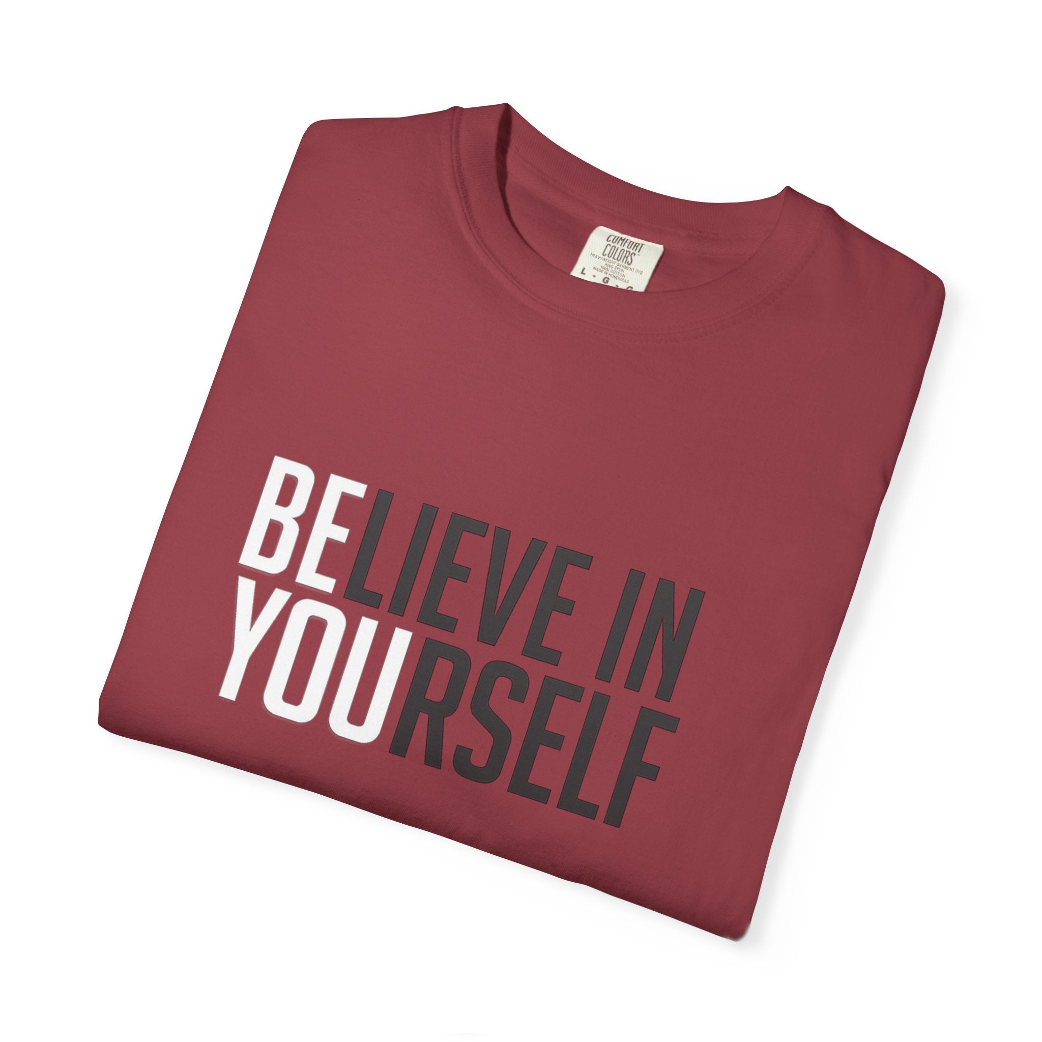Believe In Yourself motivational text T-shirt | Typography tee, positive affirmation