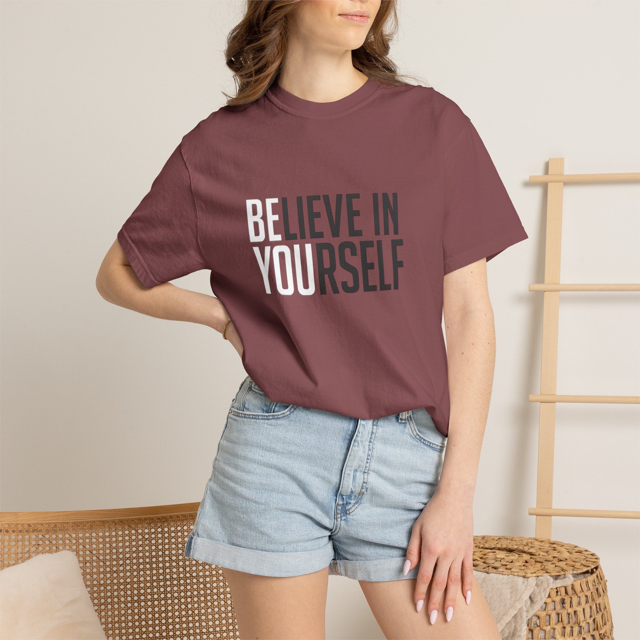 Believe In Yourself motivational text T-shirt | Typography tee, positive affirmation