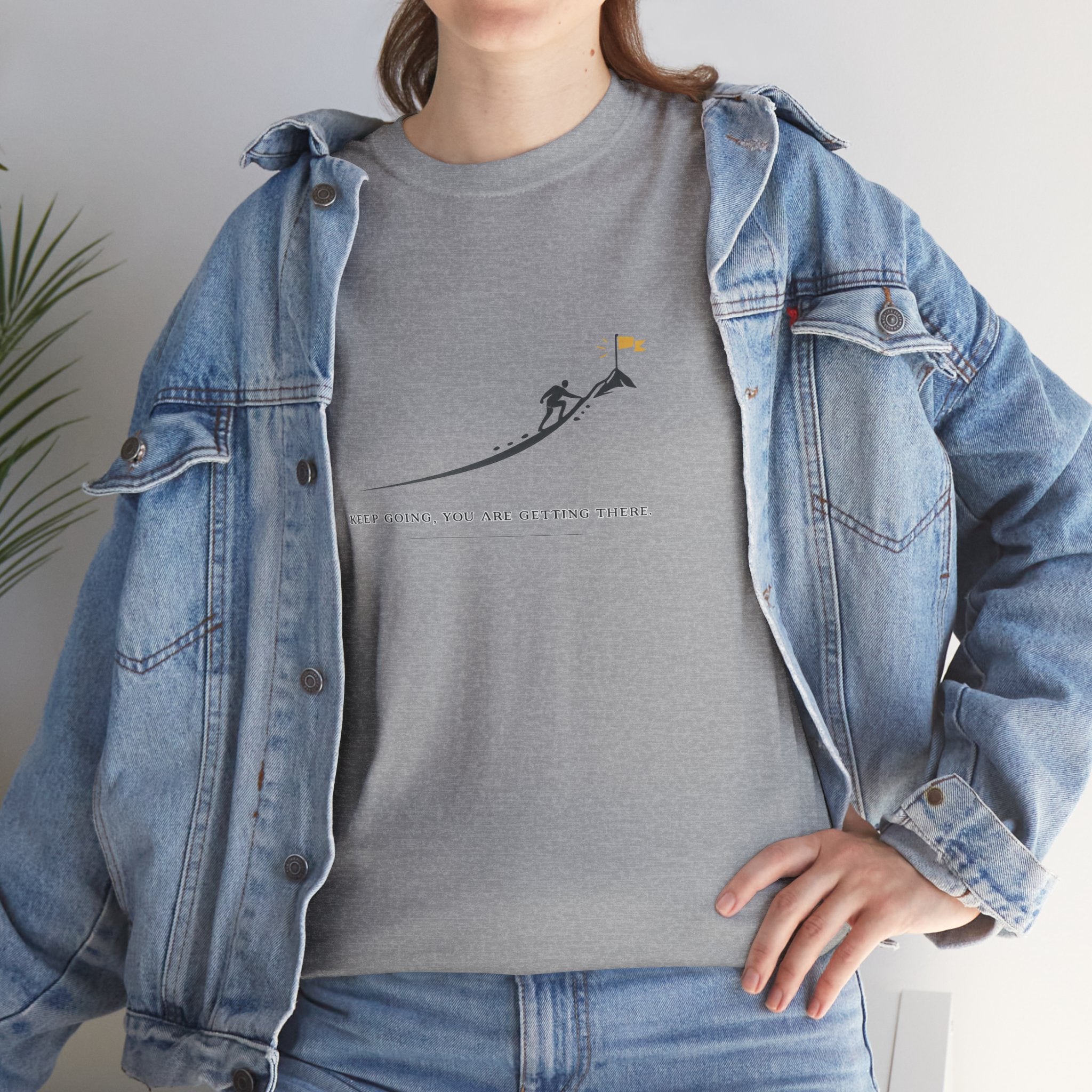 T-Shirt — Tiny Mountain Climber Design "Keep Going, You Are Getting There"