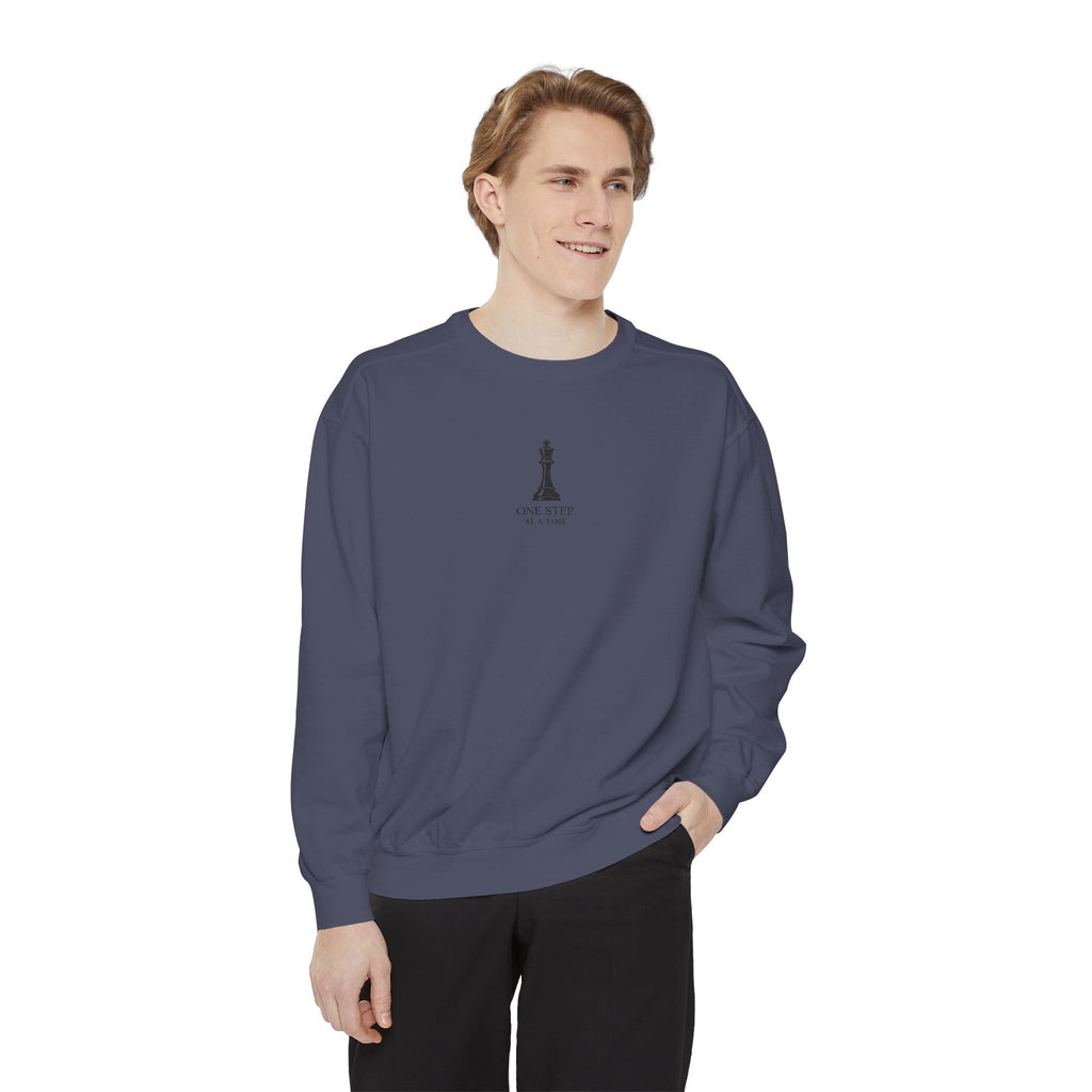 Minimalist Statue Crewneck Sweatshirt — "Love Over Fear" Graphic