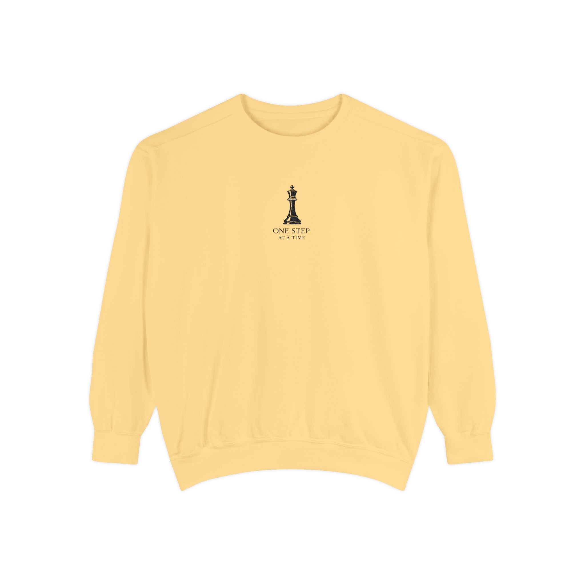 Minimalist Statue Crewneck Sweatshirt — "Love Over Fear" Graphic