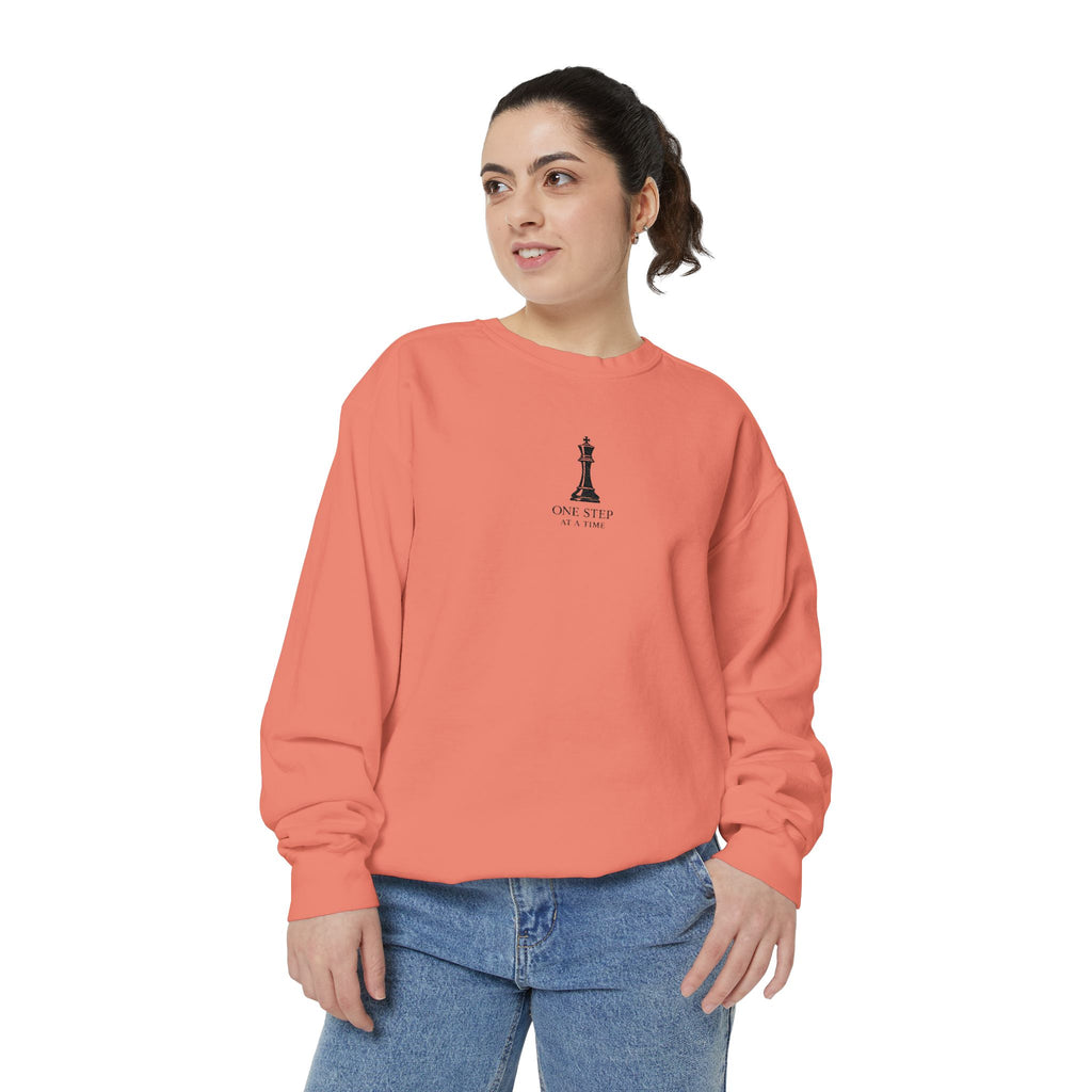 Minimalist Statue Crewneck Sweatshirt — "Love Over Fear" Graphic