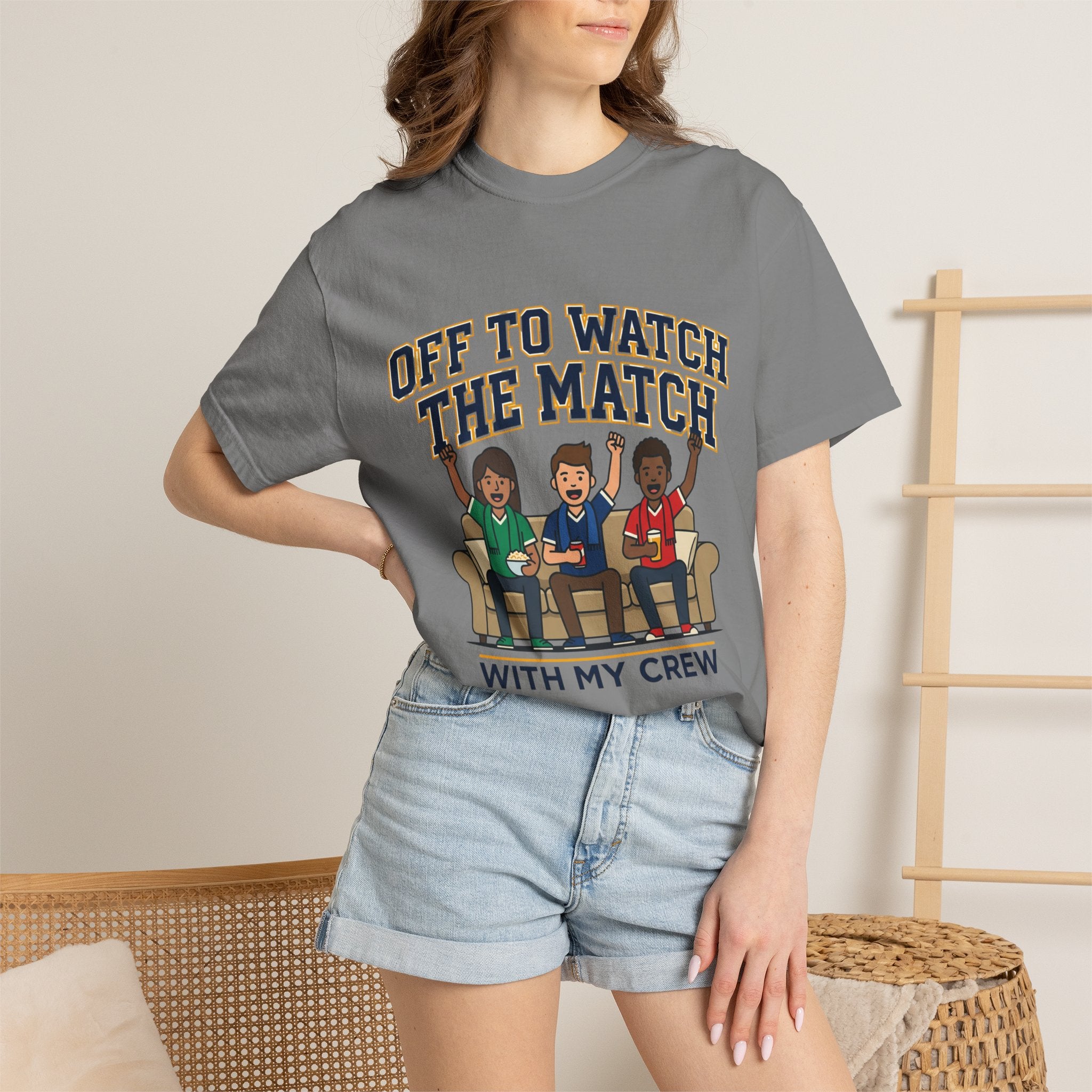 Off to Watch the Match T-Shirt — With My Crew Soccer Fan Tee