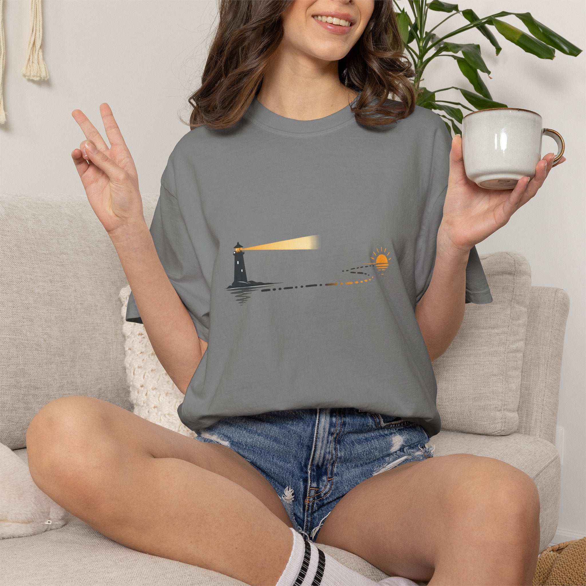 Lighthouse Sunset Graphic T-Shirt