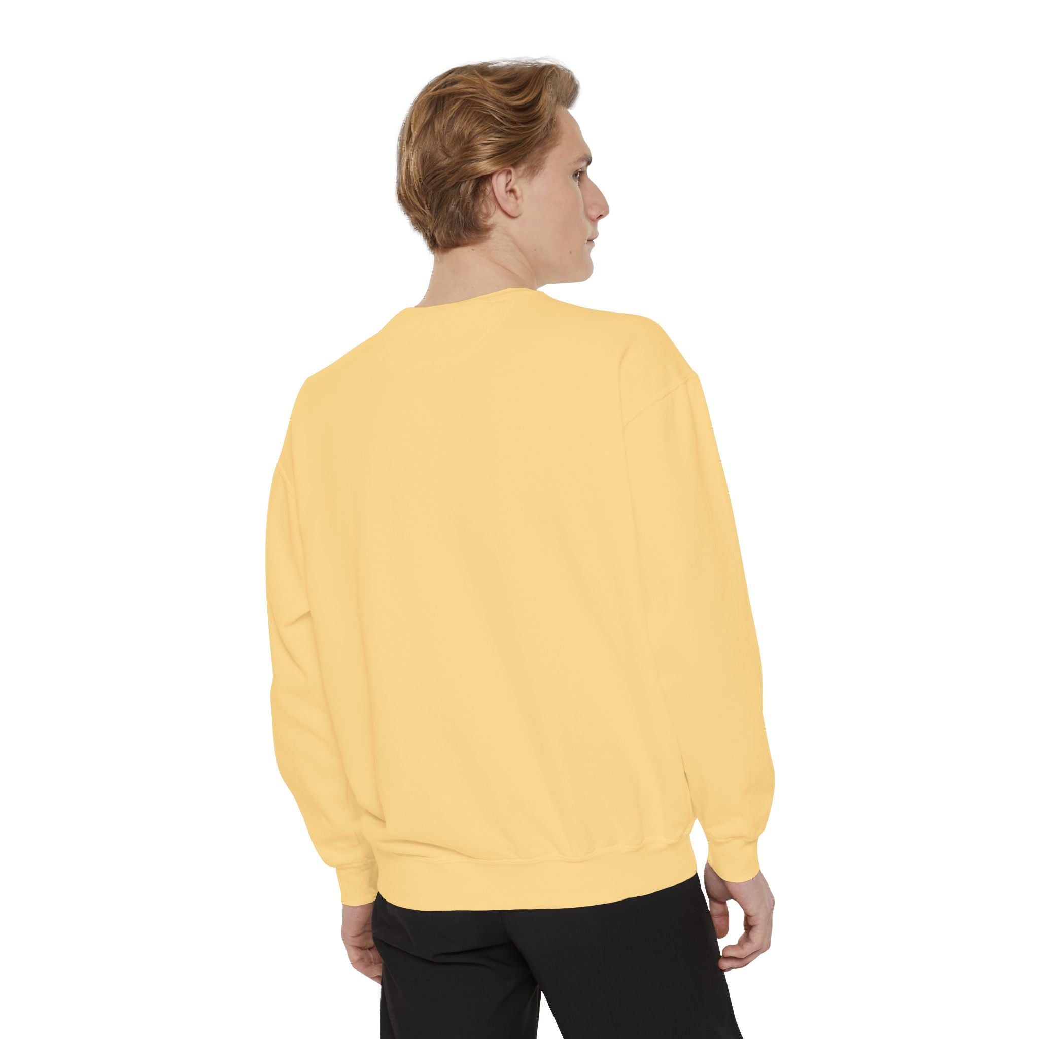 Minimalist Statue Crewneck Sweatshirt — "Love Over Fear" Graphic