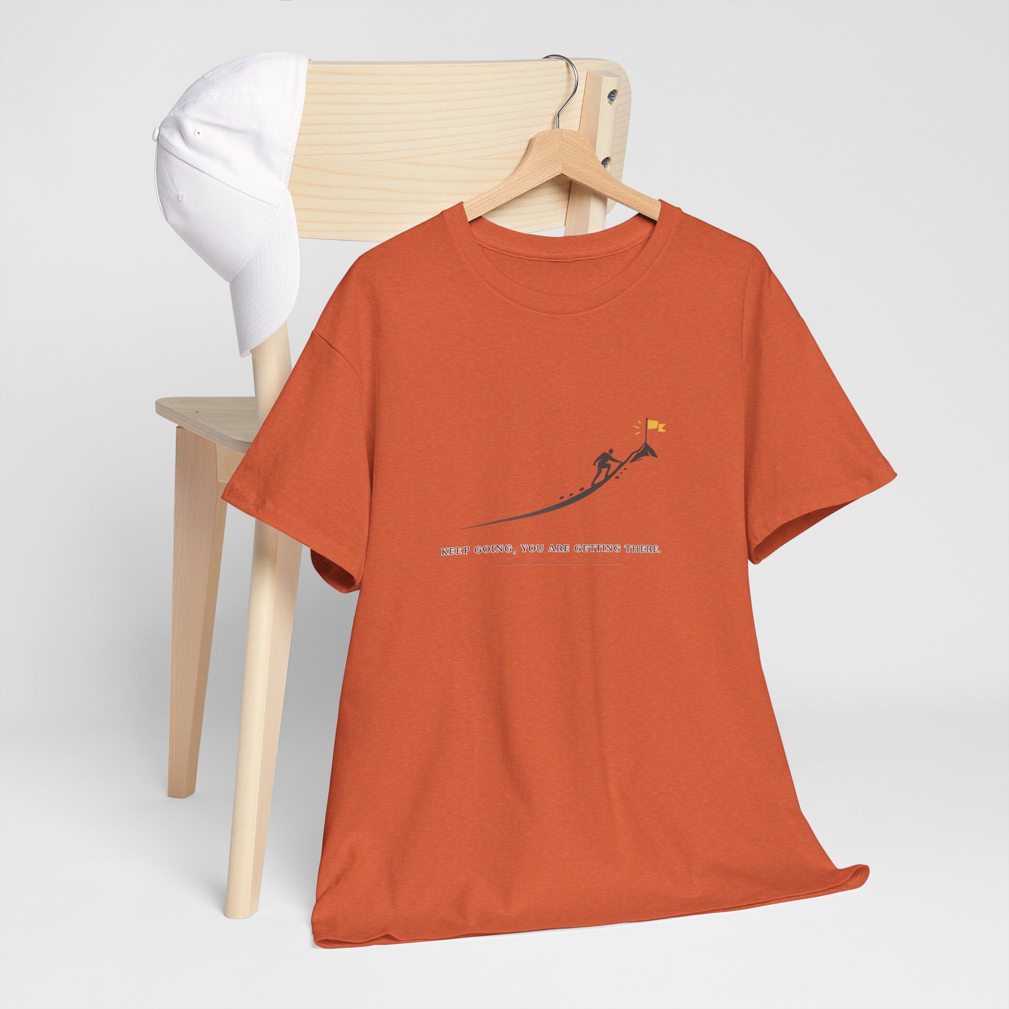 T-Shirt — Tiny Mountain Climber Design "Keep Going, You Are Getting There"