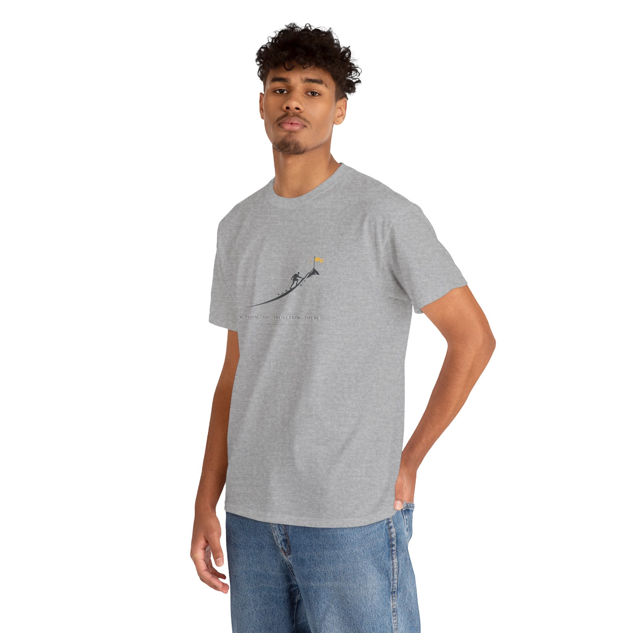 T-Shirt — Tiny Mountain Climber Design "Keep Going, You Are Getting There"