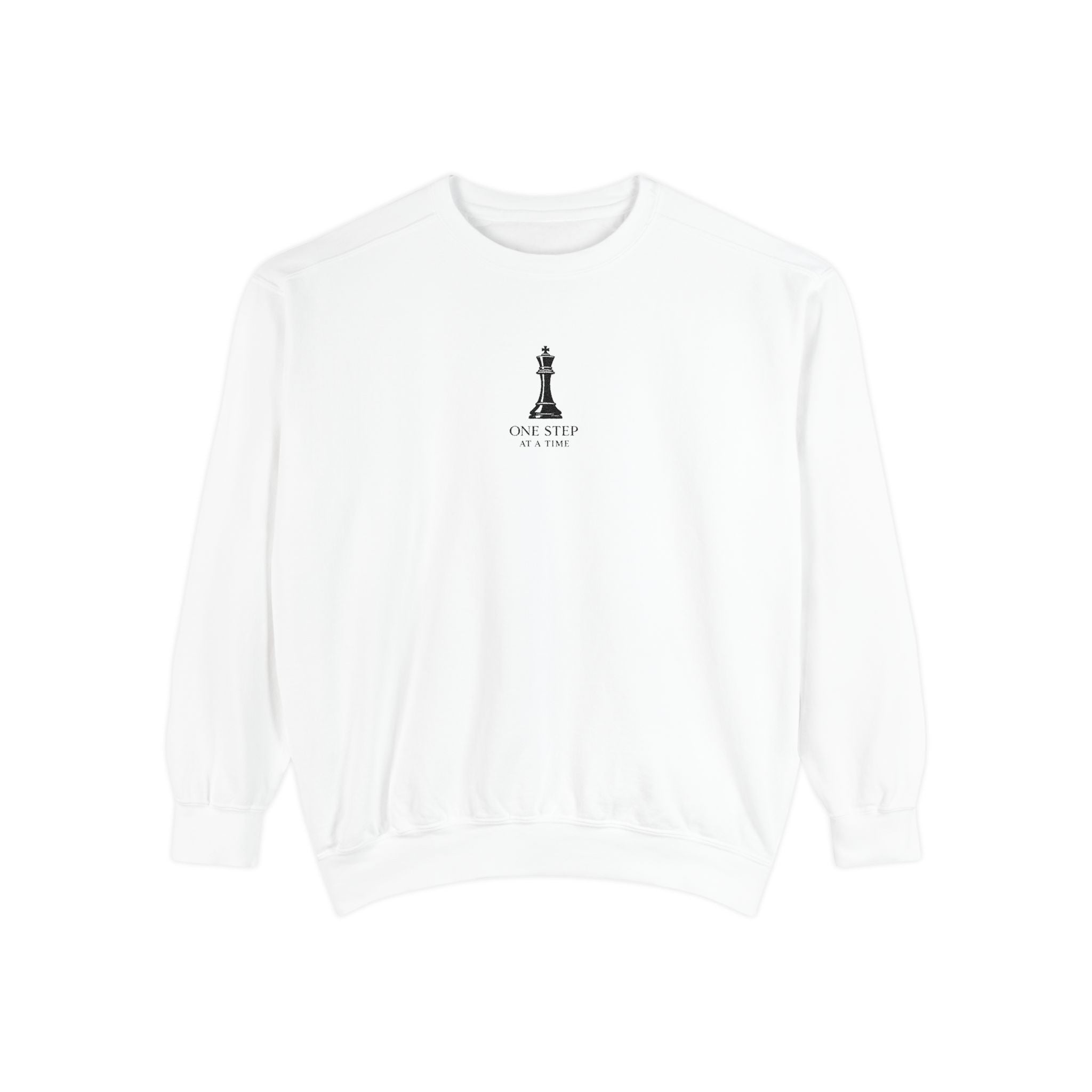 Minimalist Statue Crewneck Sweatshirt — "Love Over Fear" Graphic