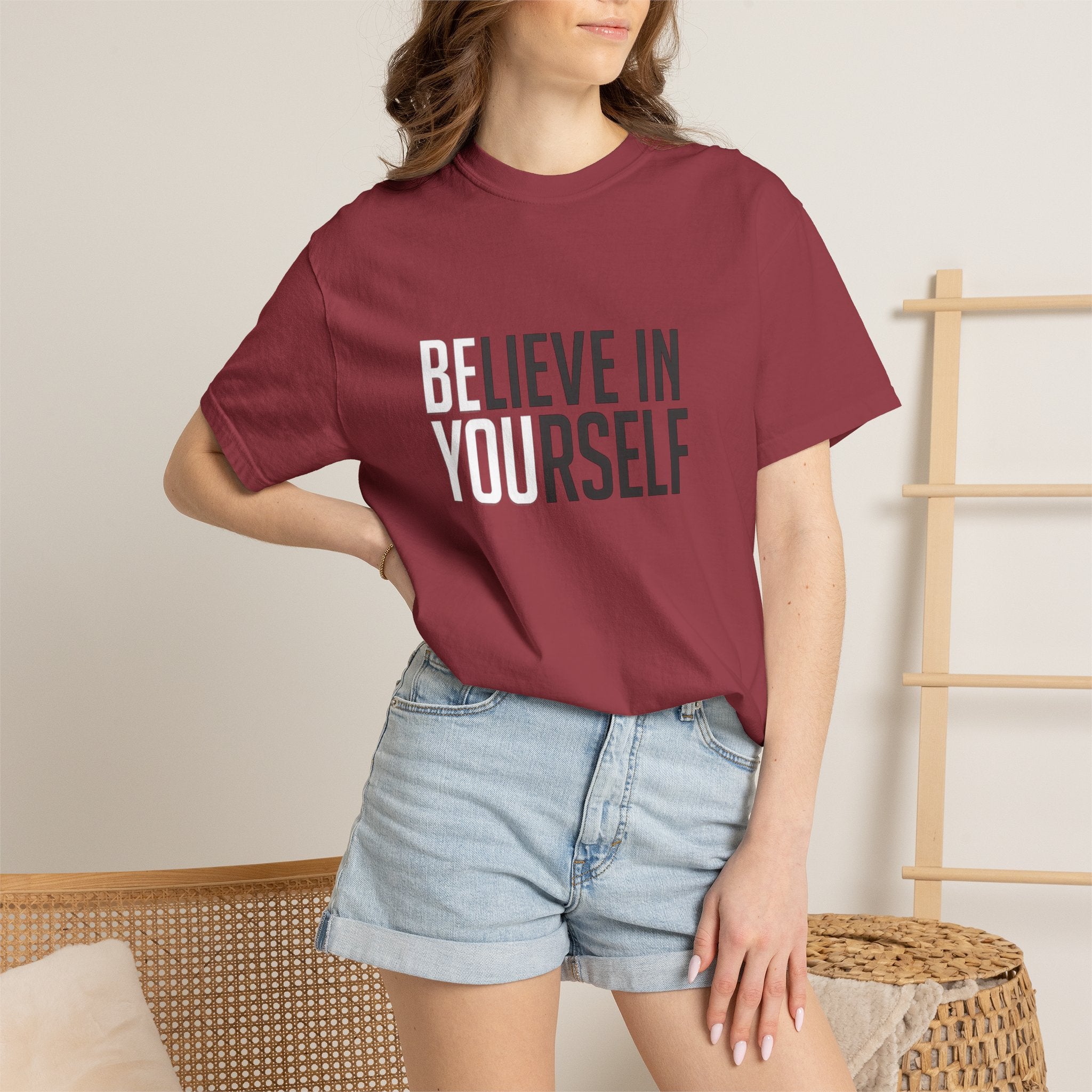 Believe In Yourself motivational text T-shirt | Typography tee, positive affirmation