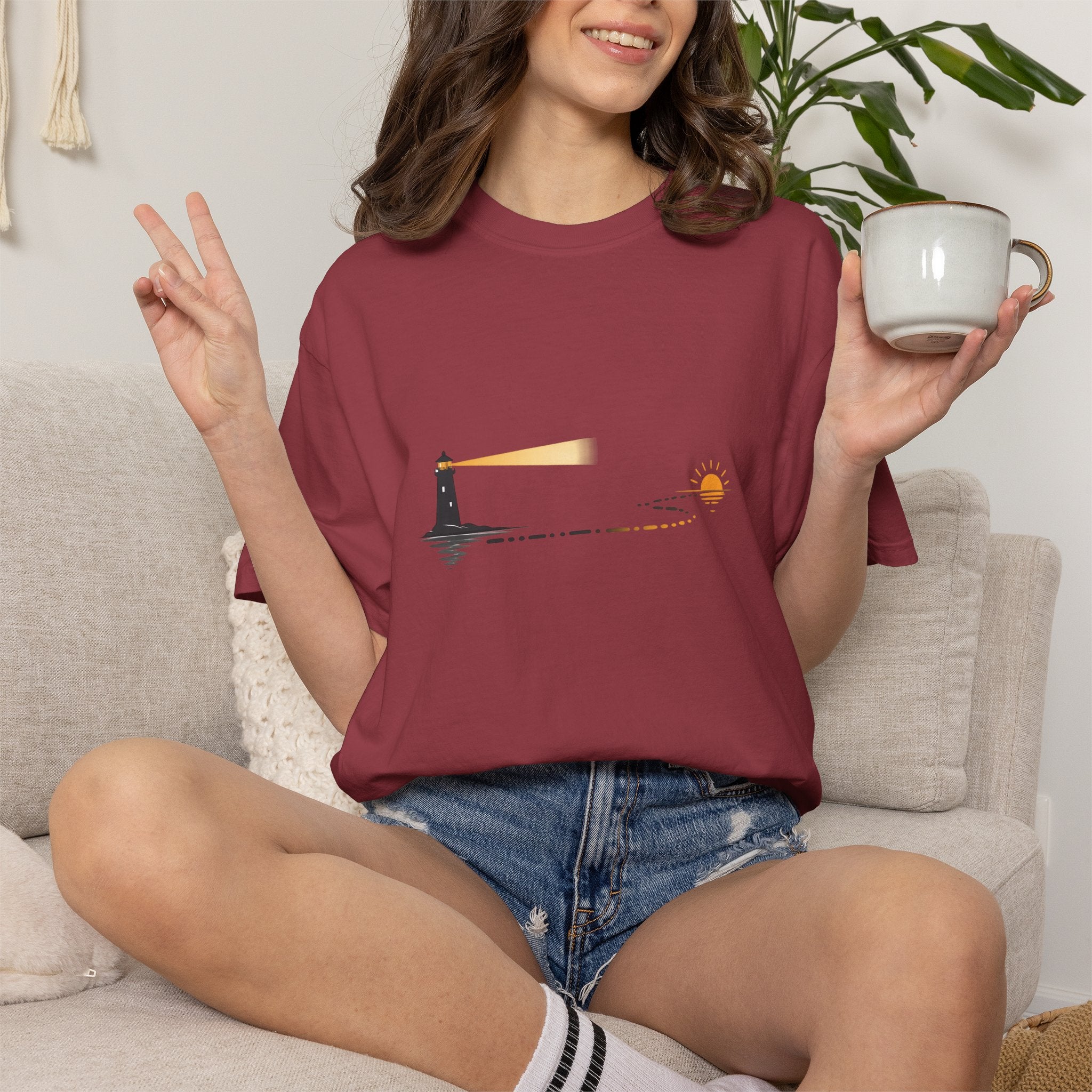 Lighthouse Sunset Graphic T-Shirt