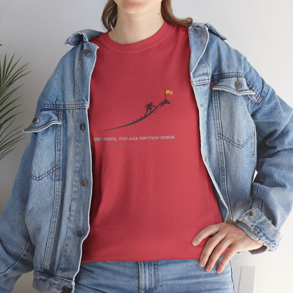 T-Shirt — Tiny Mountain Climber Design "Keep Going, You Are Getting There"