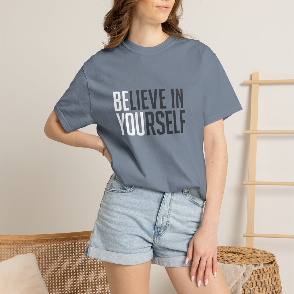 Believe In Yourself motivational text T-shirt | Typography tee, positive affirmation