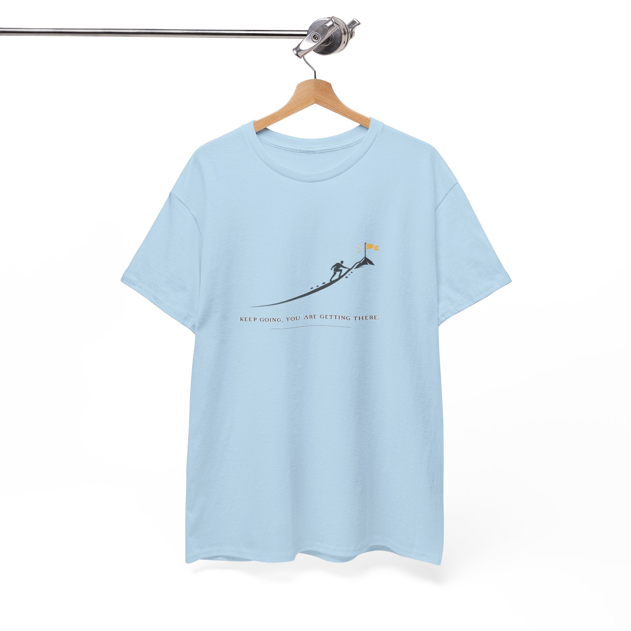 T-Shirt — Tiny Mountain Climber Design "Keep Going, You Are Getting There"