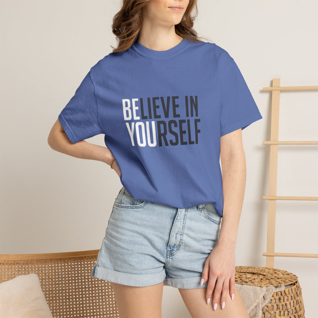 Believe In Yourself motivational text T-shirt | Typography tee, positive affirmation