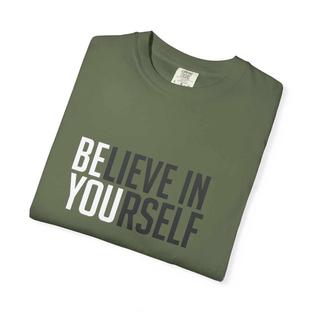 Believe In Yourself motivational text T-shirt | Typography tee, positive affirmation