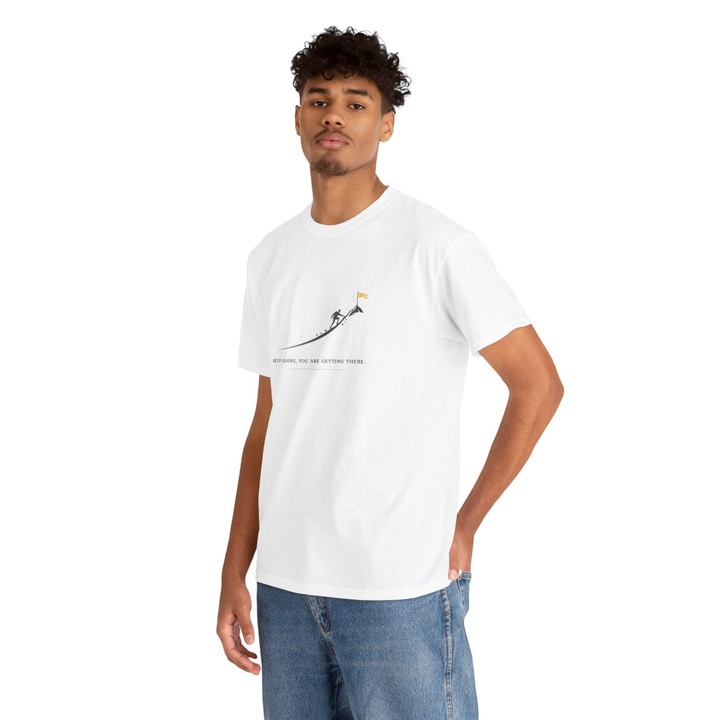 T-Shirt — Tiny Mountain Climber Design "Keep Going, You Are Getting There"