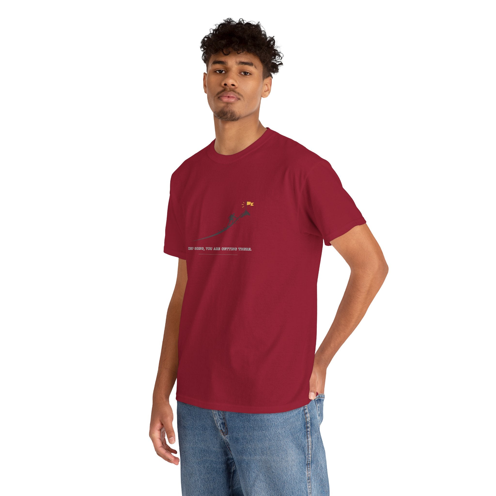 T-Shirt — Tiny Mountain Climber Design "Keep Going, You Are Getting There"