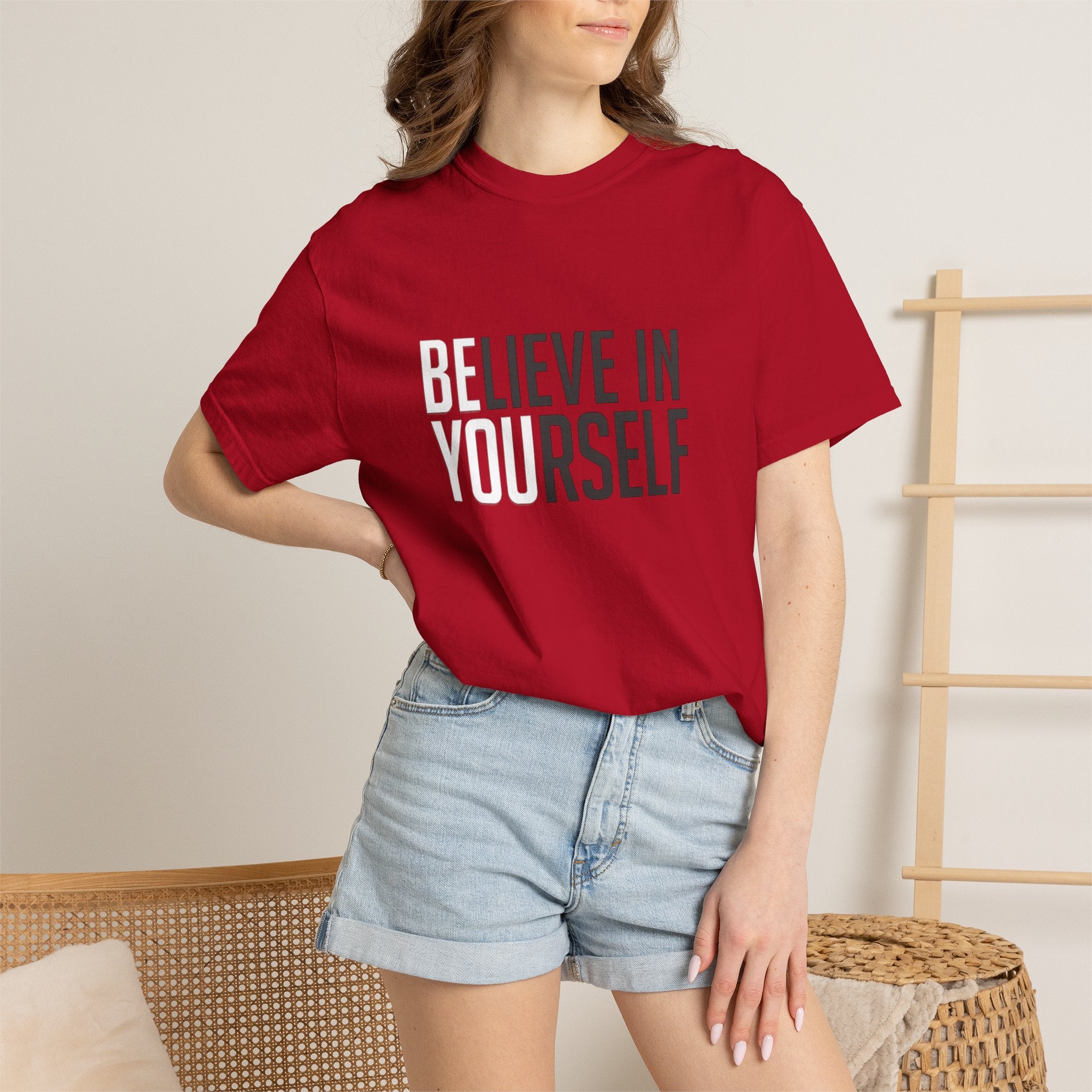 Believe In Yourself motivational text T-shirt | Typography tee, positive affirmation
