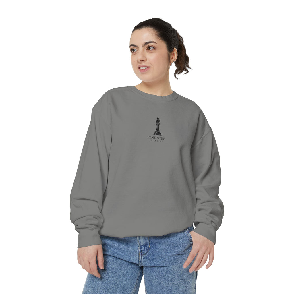Minimalist Statue Crewneck Sweatshirt — "Love Over Fear" Graphic