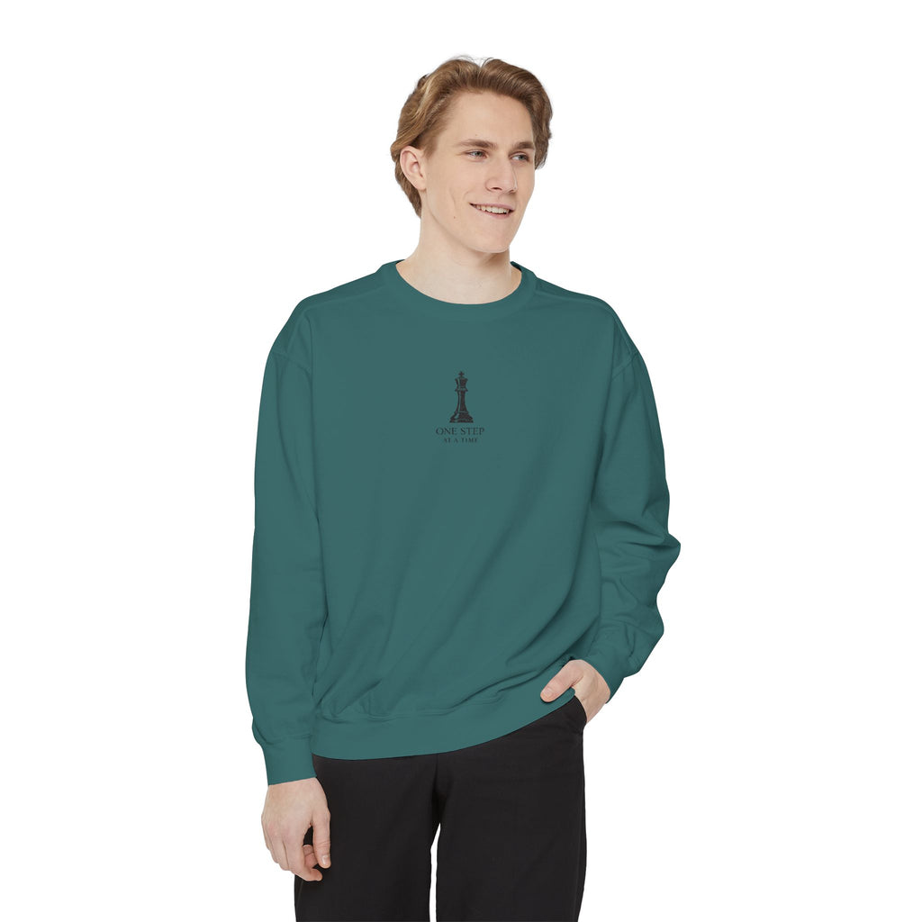 Minimalist Statue Crewneck Sweatshirt — "Love Over Fear" Graphic