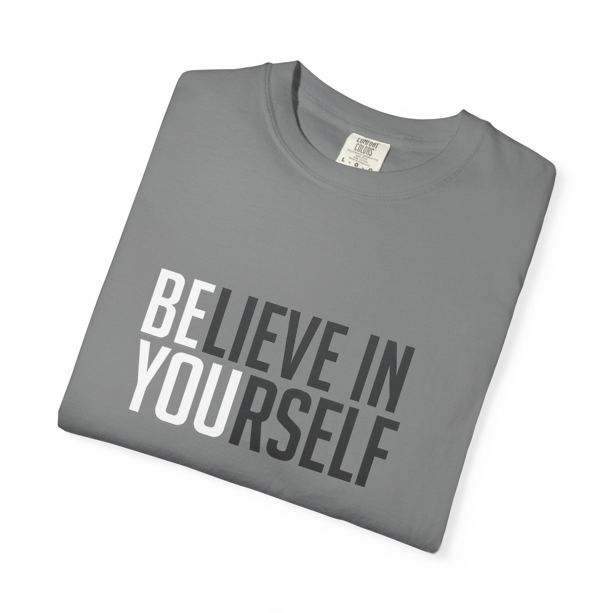 Believe In Yourself motivational text T-shirt | Typography tee, positive affirmation