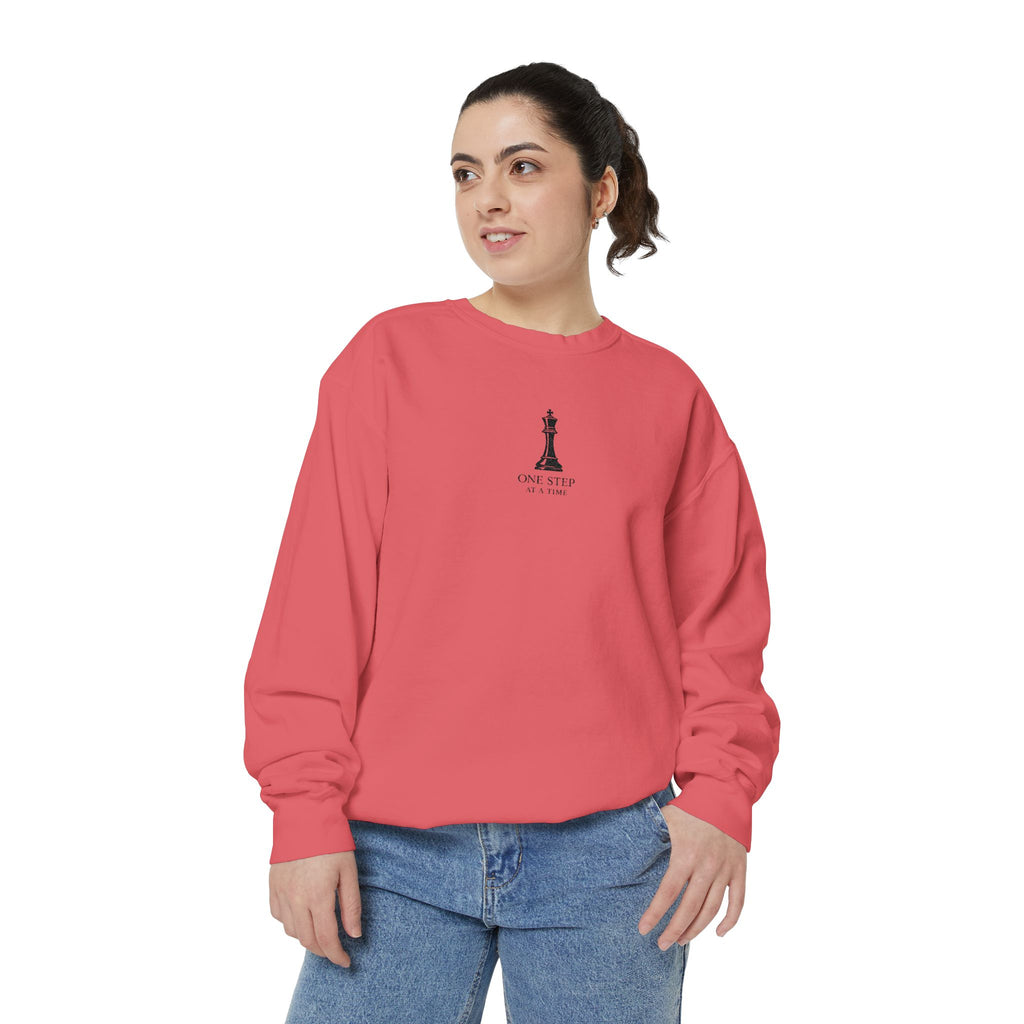 Minimalist Statue Crewneck Sweatshirt — "Love Over Fear" Graphic