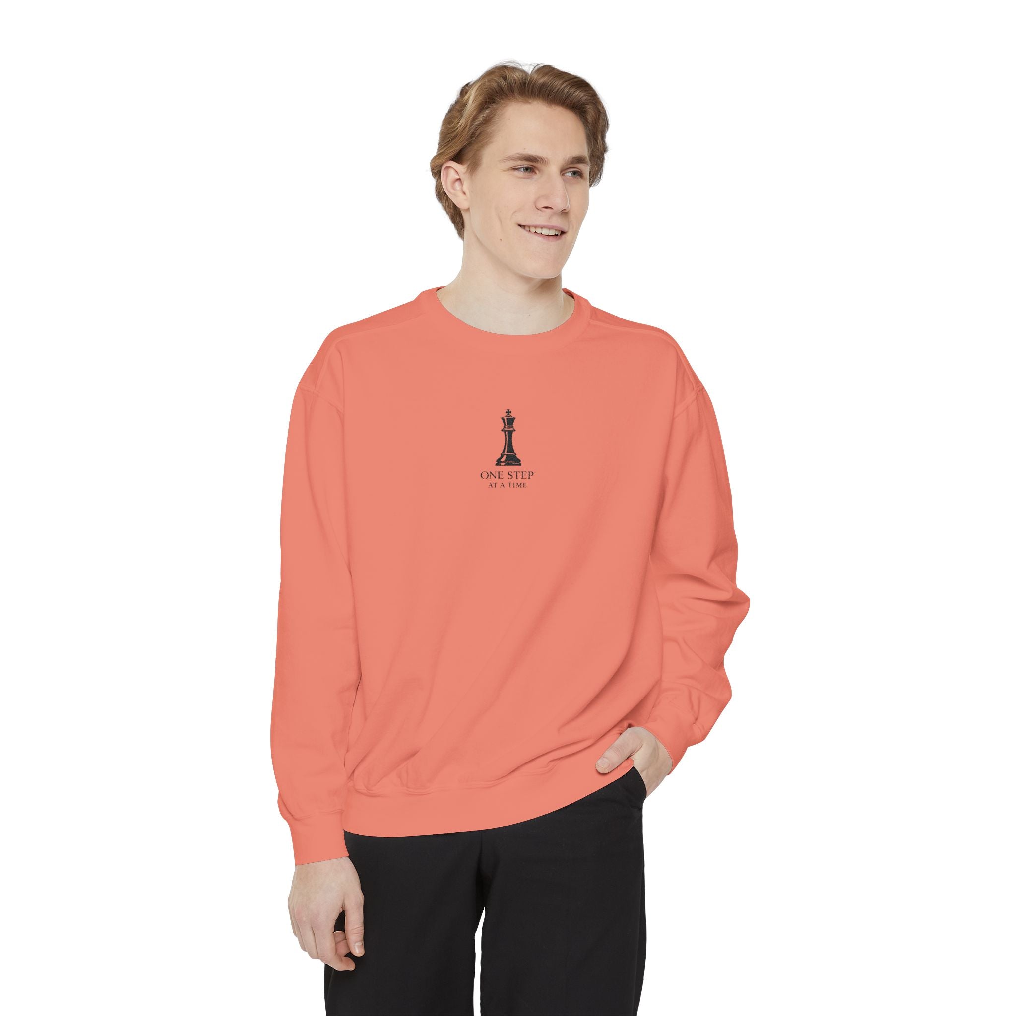 Minimalist Statue Crewneck Sweatshirt — "Love Over Fear" Graphic