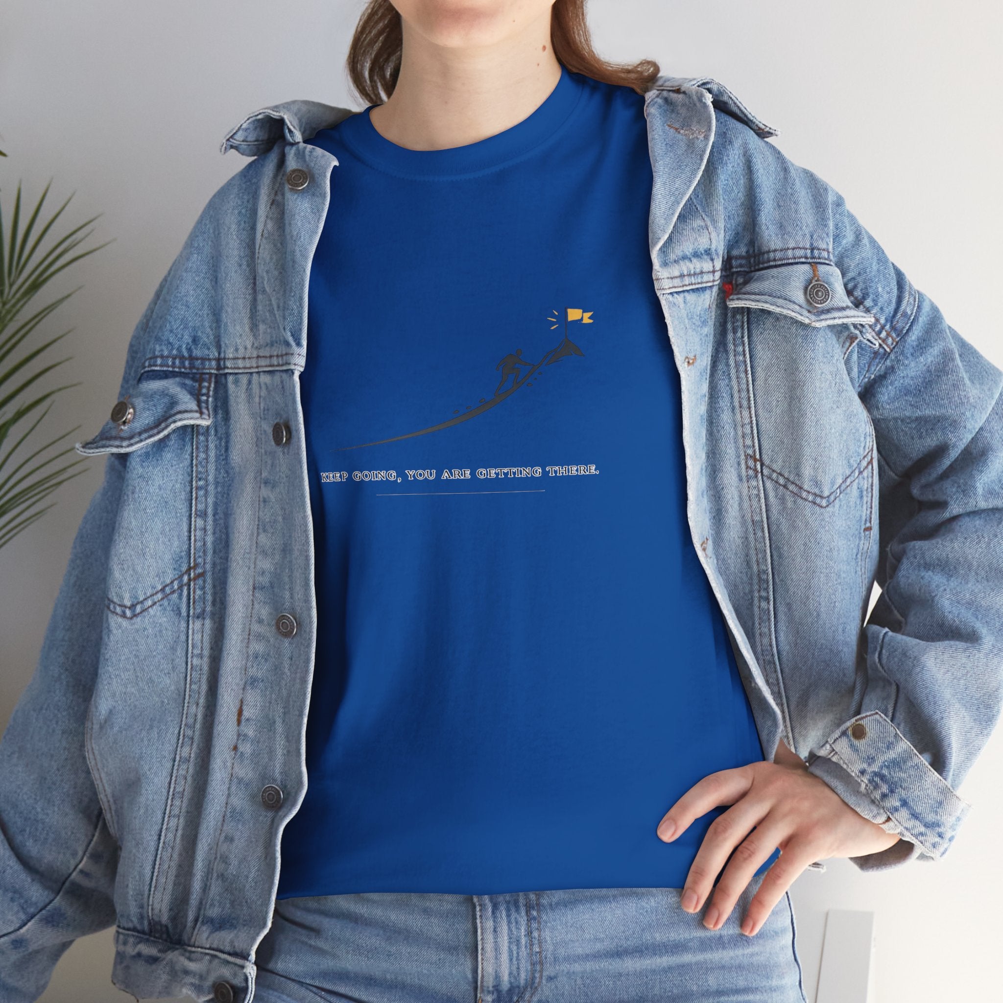 T-Shirt — Tiny Mountain Climber Design "Keep Going, You Are Getting There"