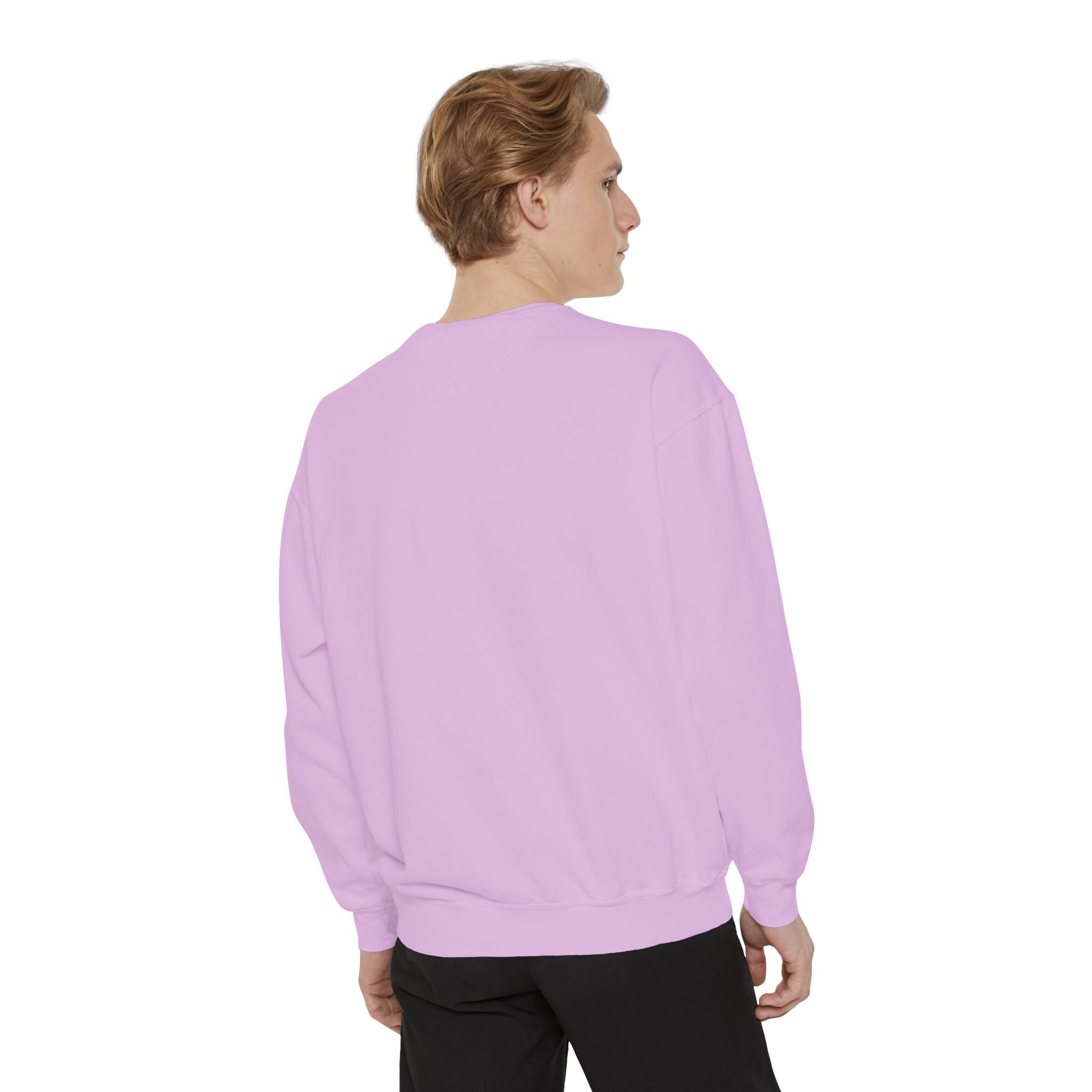 Minimalist Statue Crewneck Sweatshirt — "Love Over Fear" Graphic
