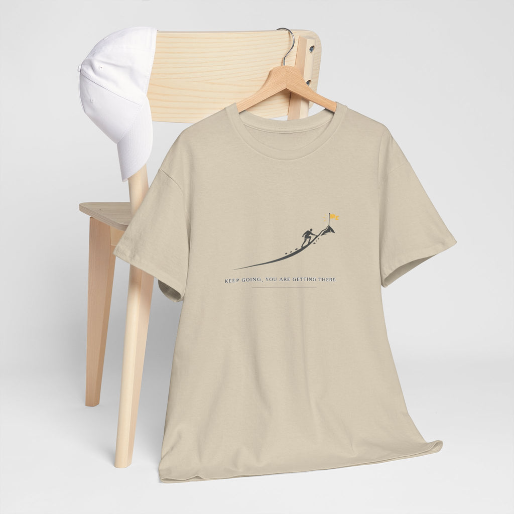 T-Shirt — Tiny Mountain Climber Design "Keep Going, You Are Getting There"