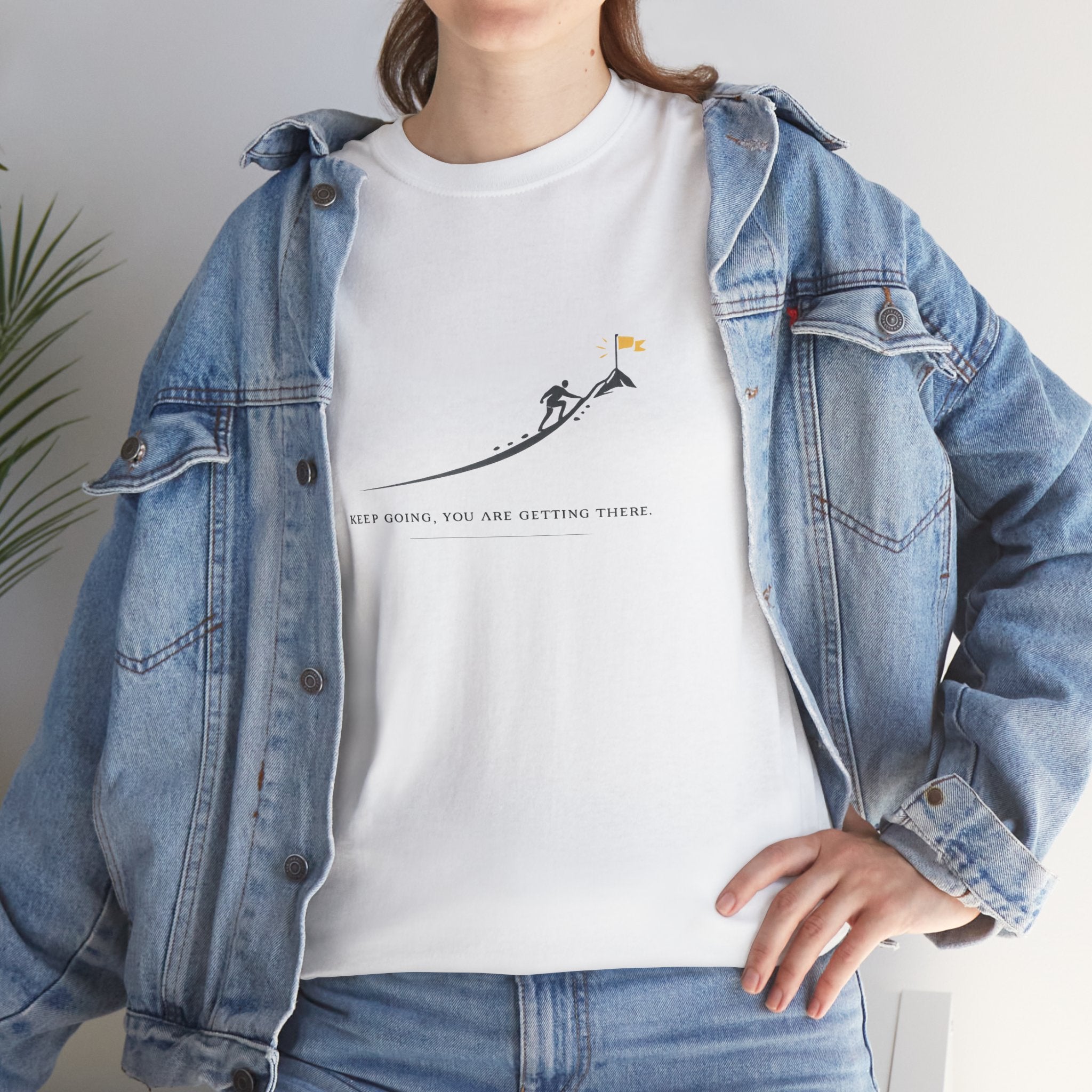 T-Shirt — Tiny Mountain Climber Design "Keep Going, You Are Getting There"
