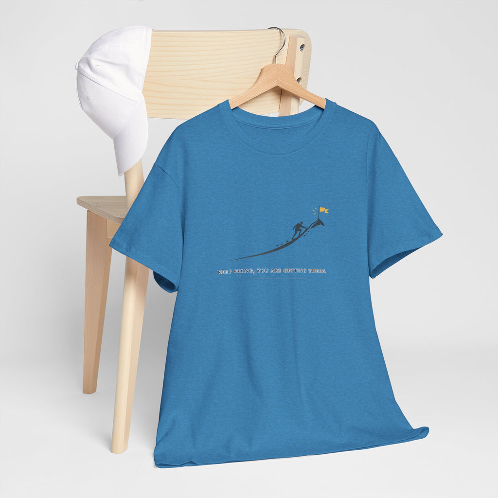 T-Shirt — Tiny Mountain Climber Design "Keep Going, You Are Getting There"