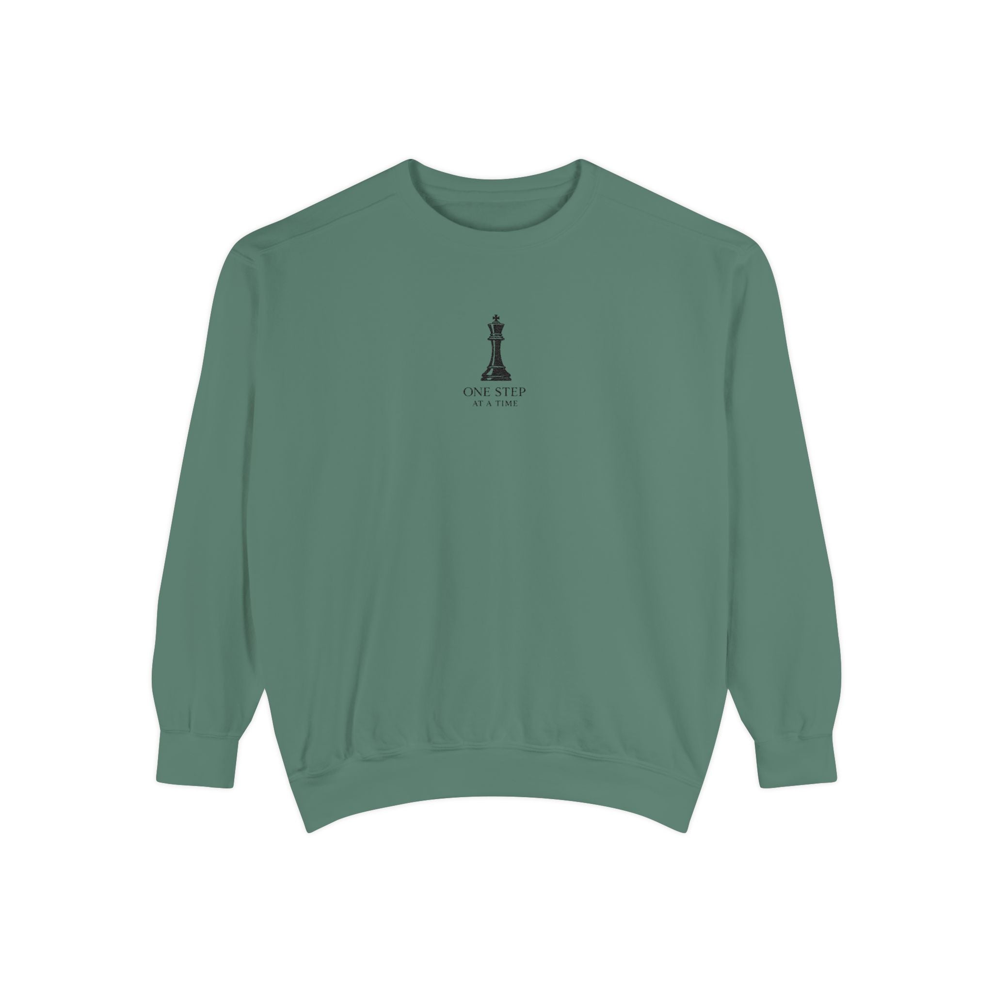 Minimalist Statue Crewneck Sweatshirt — "Love Over Fear" Graphic