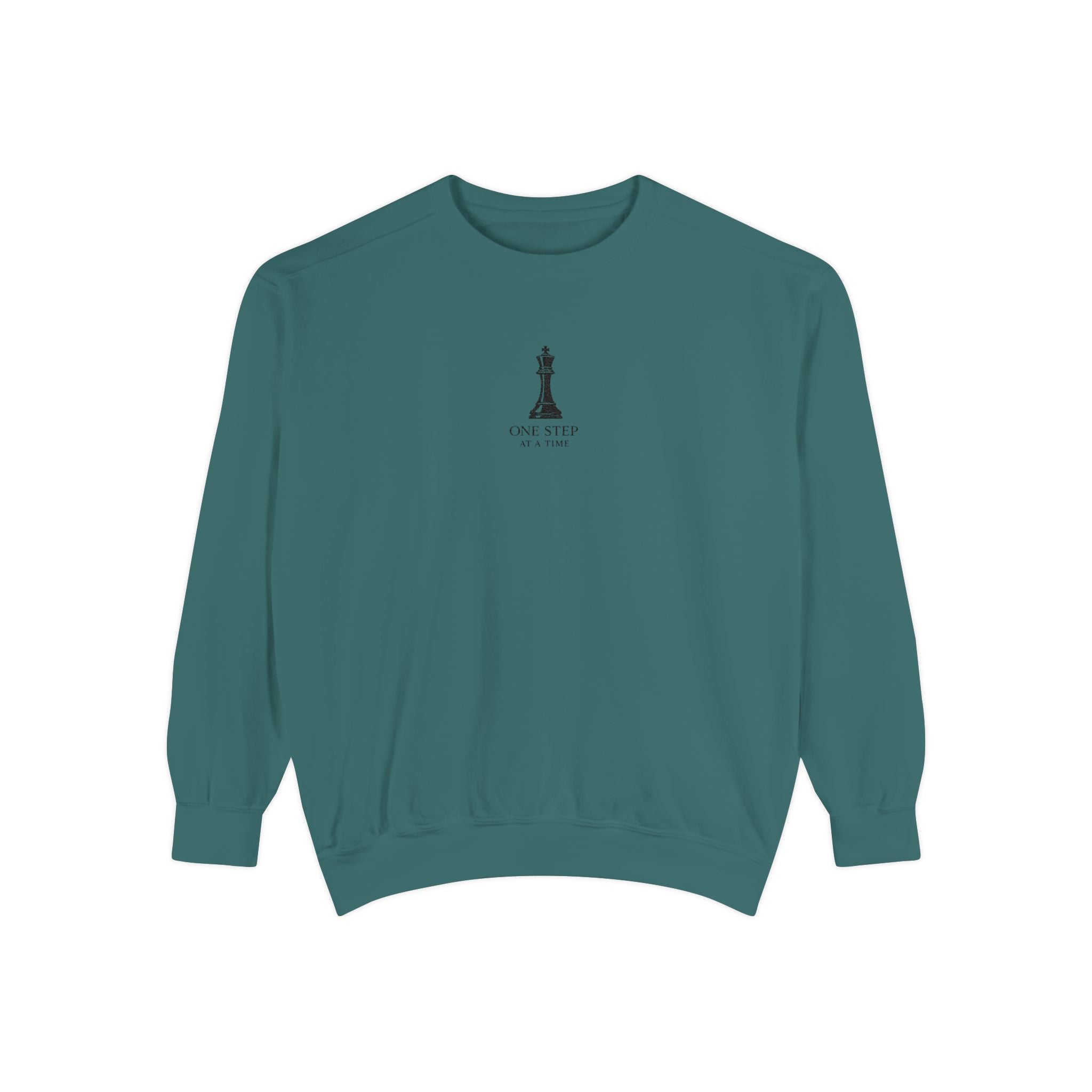 Minimalist Statue Crewneck Sweatshirt — "Love Over Fear" Graphic