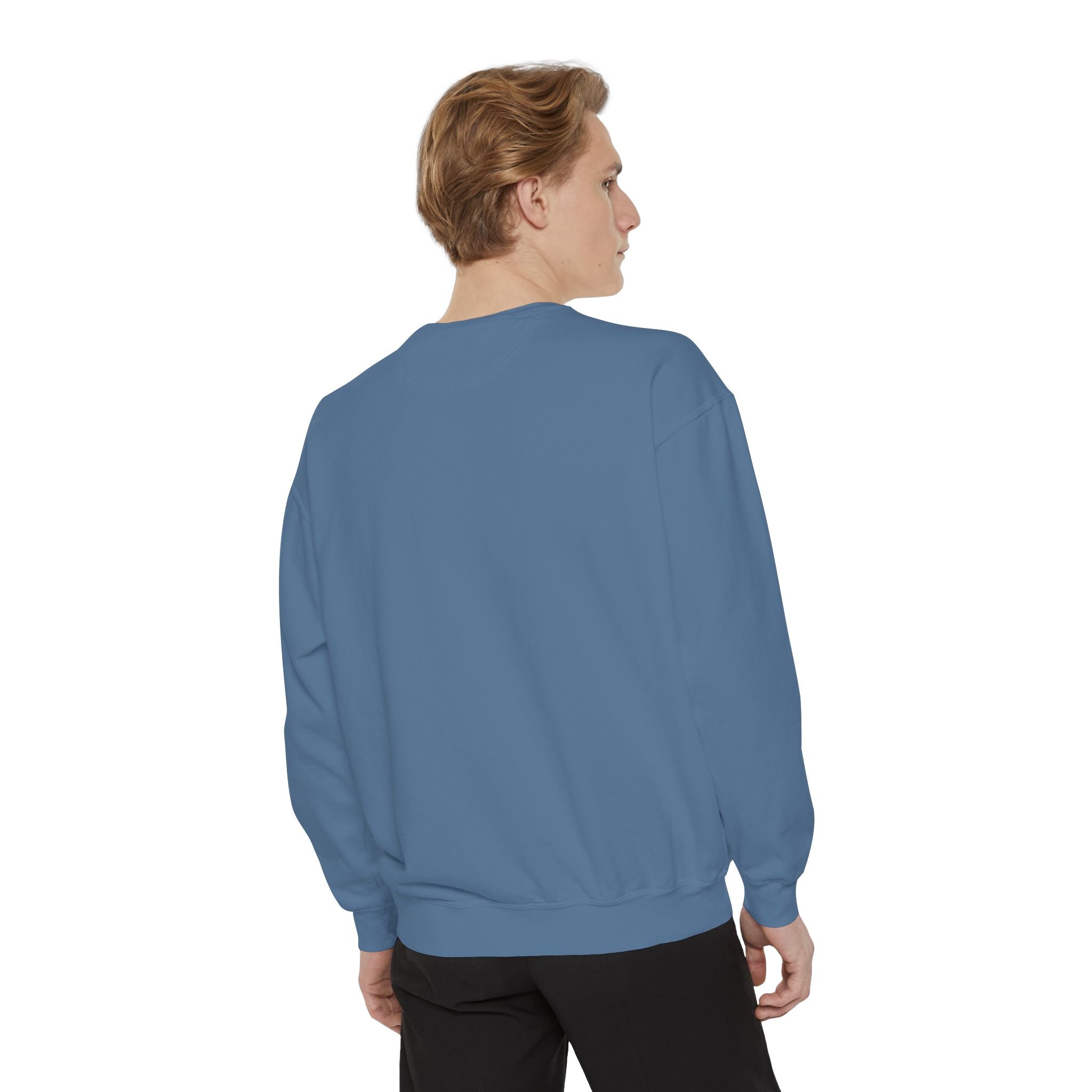 Minimalist Statue Crewneck Sweatshirt — "Love Over Fear" Graphic