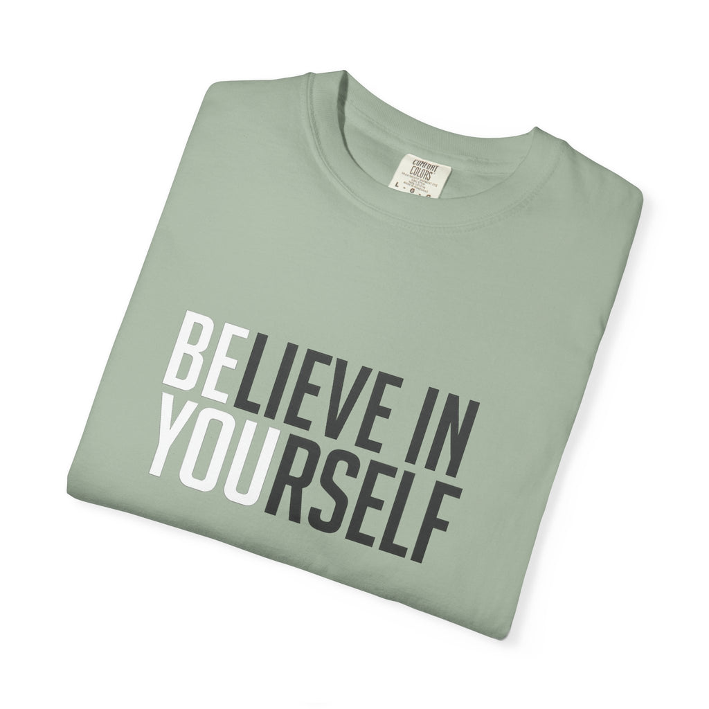 Believe In Yourself motivational text T-shirt | Typography tee, positive affirmation