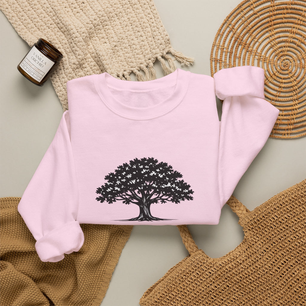 Crewneck Sweatshirt — Inspirational Tree Design: "Grow Through What You Go Through"