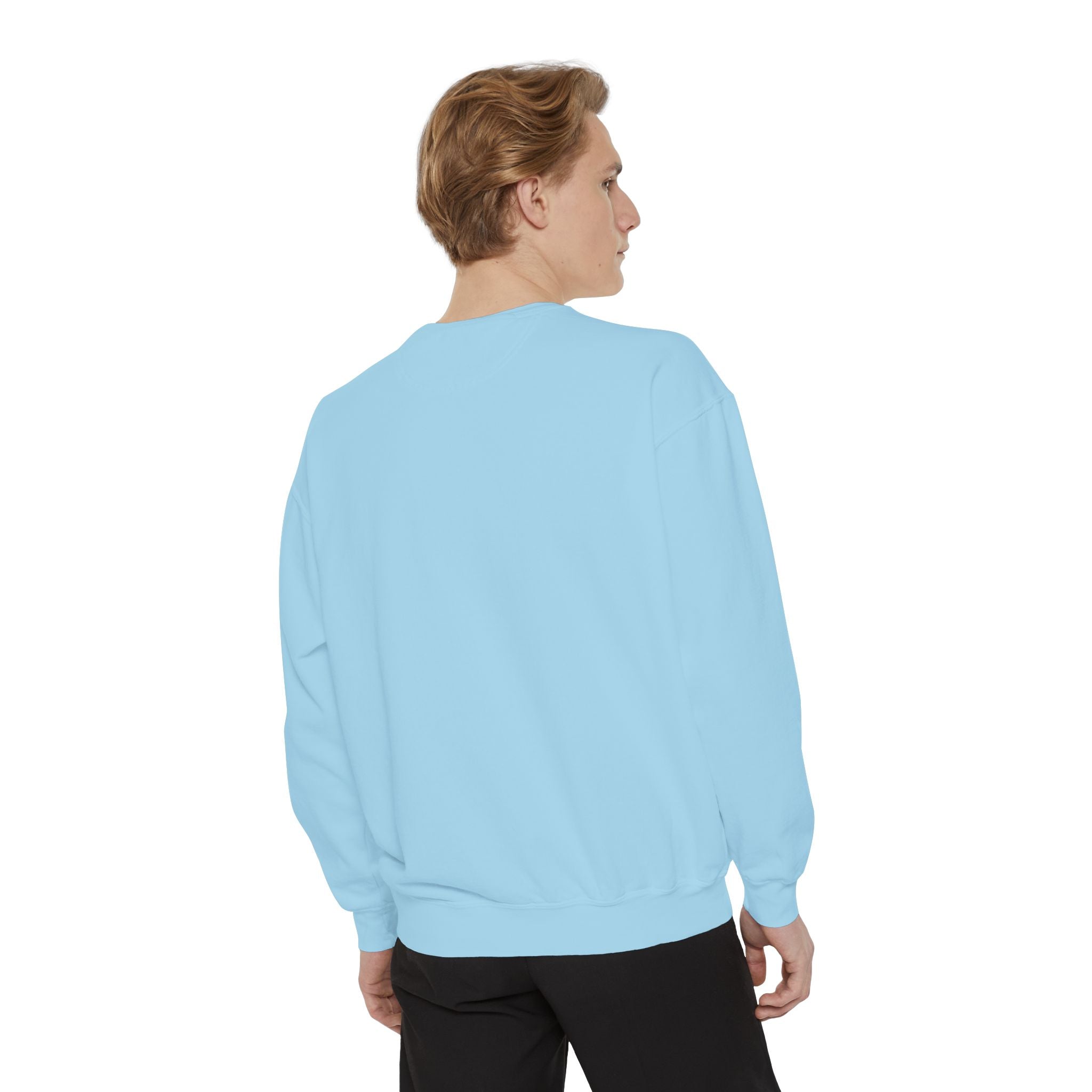 Minimalist Statue Crewneck Sweatshirt — "Love Over Fear" Graphic