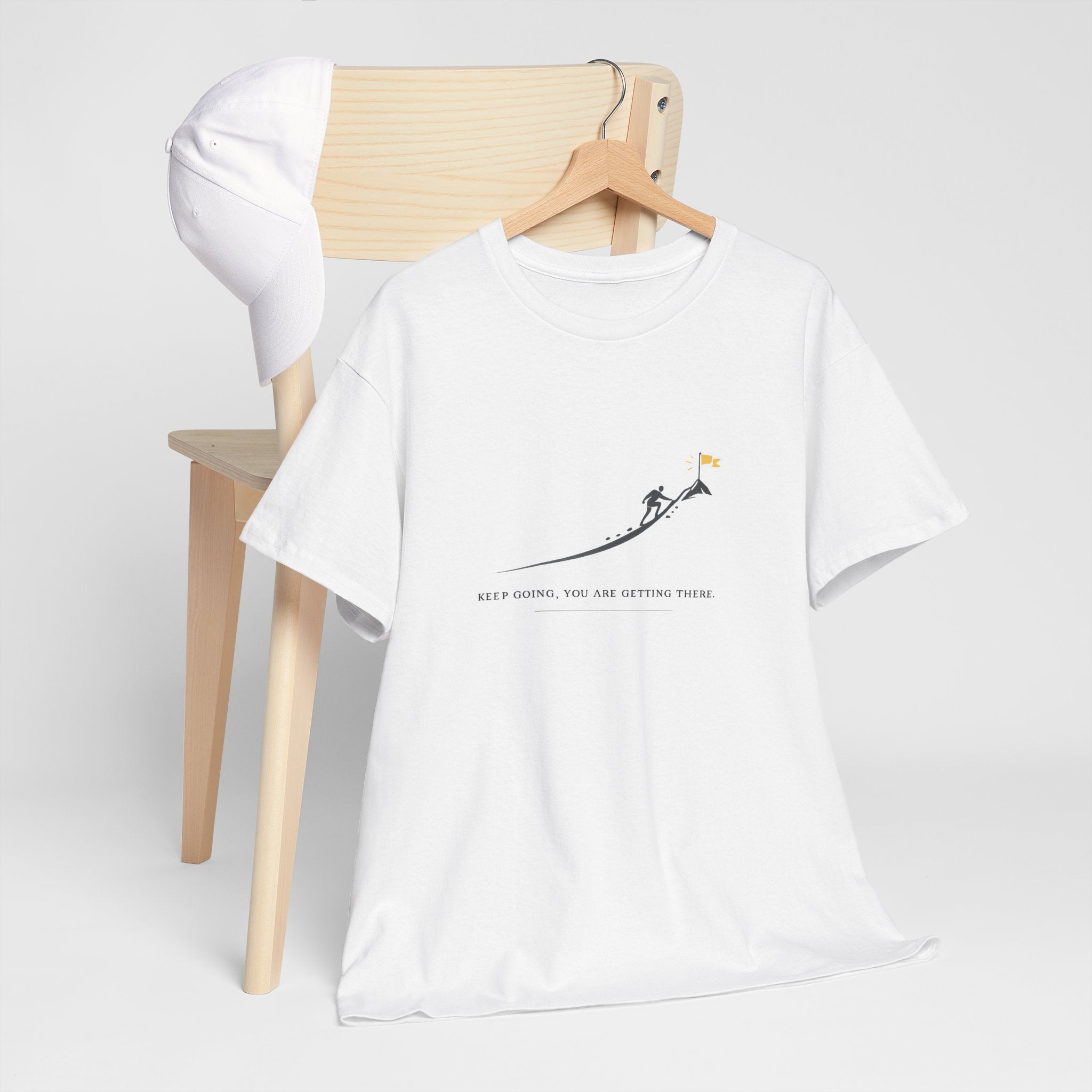 T-Shirt — Tiny Mountain Climber Design "Keep Going, You Are Getting There"