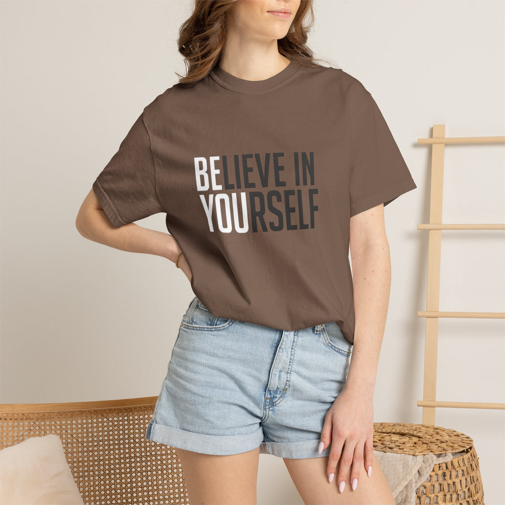 Believe In Yourself motivational text T-shirt | Typography tee, positive affirmation